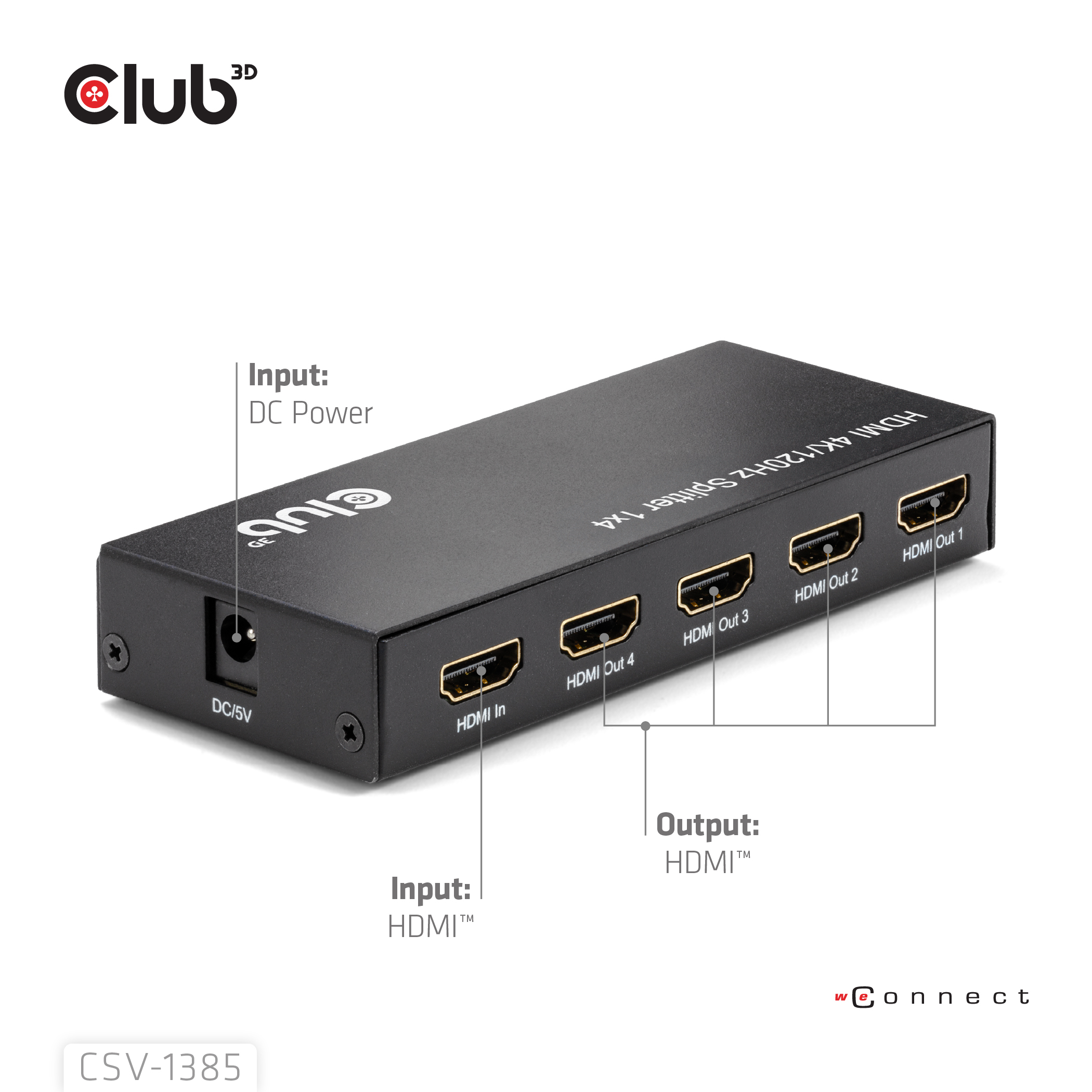 CLUB3D 1 to 4 HDMI Splitter 4K120Hz