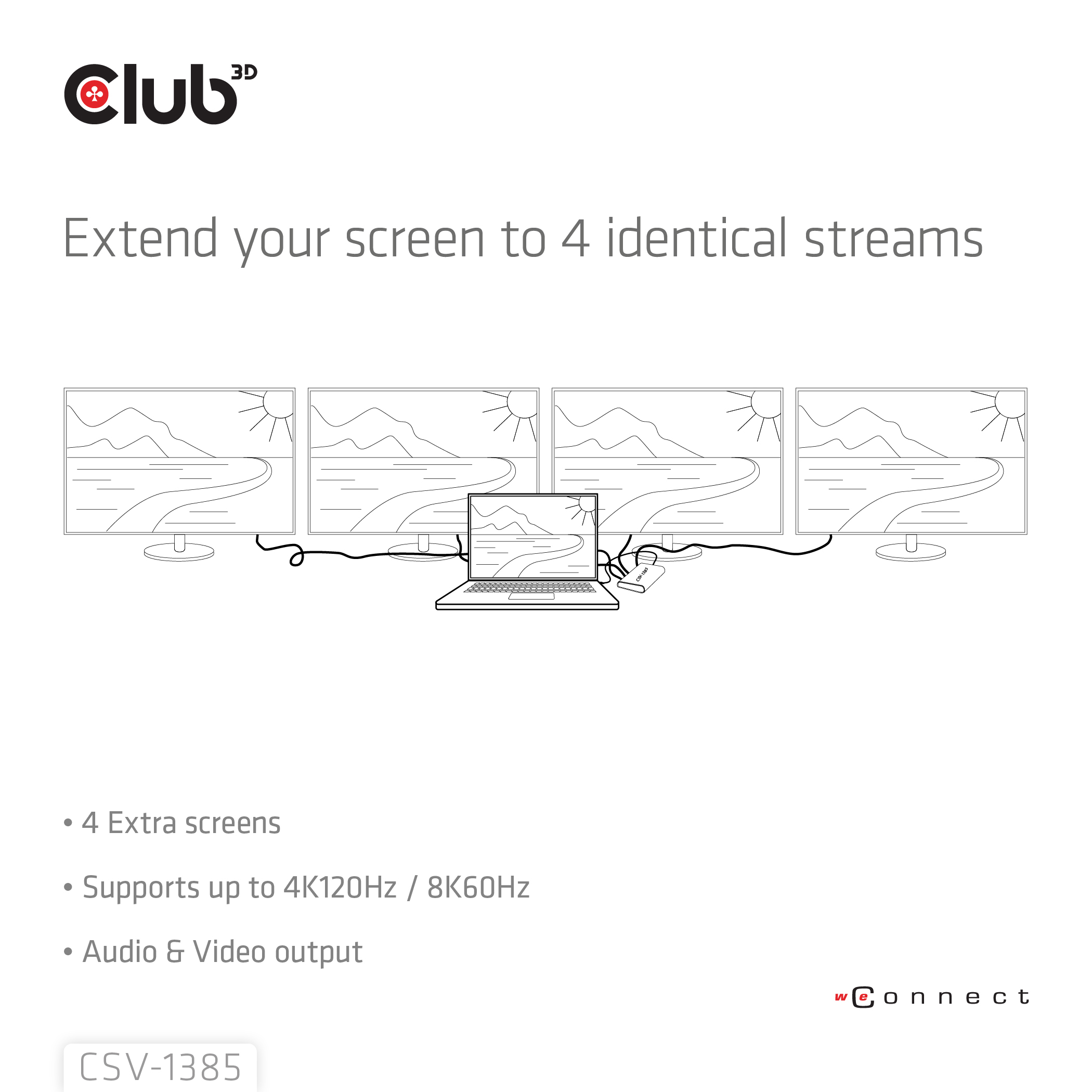 CLUB3D 1 to 4 HDMI Splitter 4K120Hz