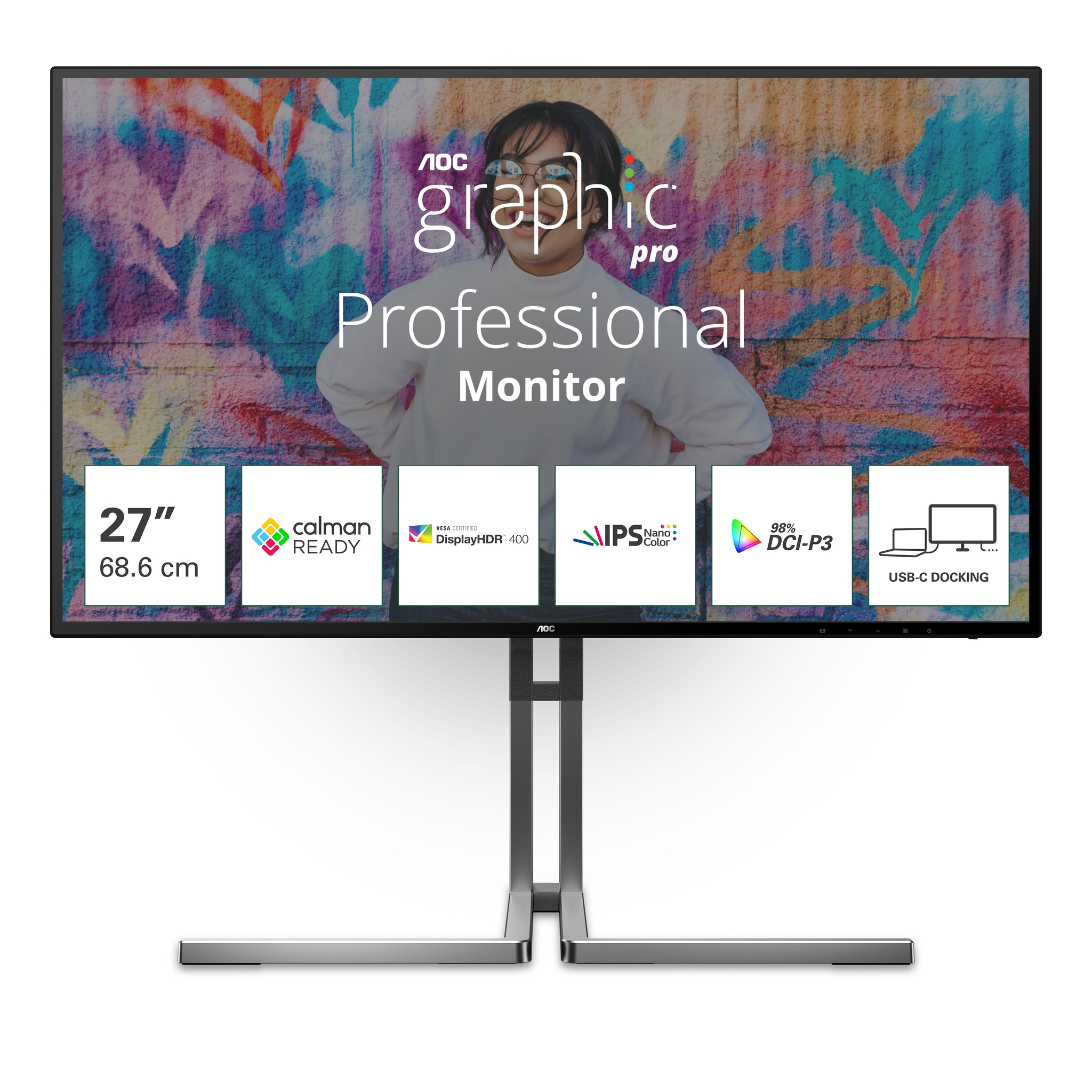 AOC U27U3CV computer monitor 68.6 cm (27) 3840 x 2160 pixels 4K Ultra HD LCD Black