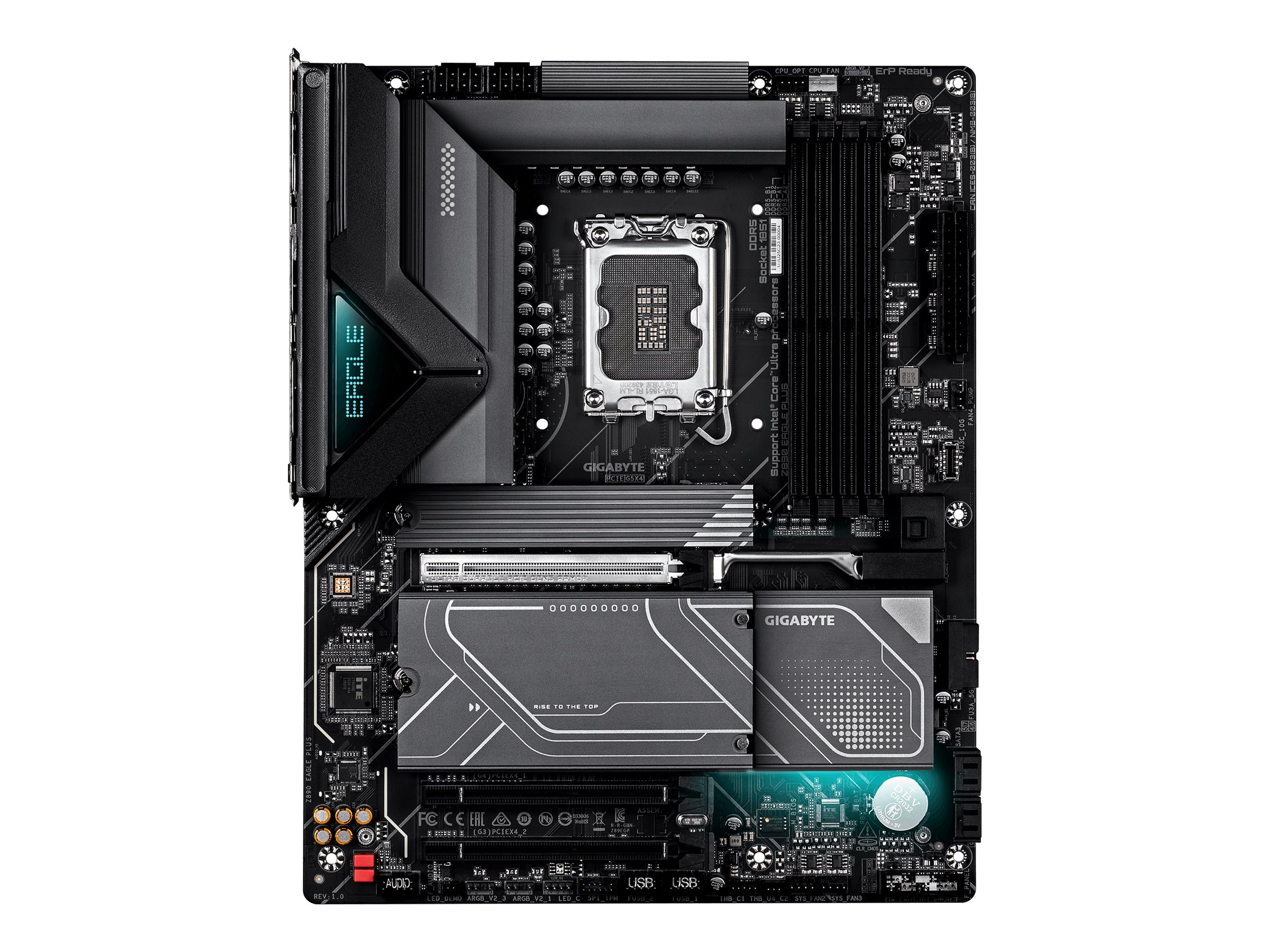 GIGABYTE Z890 EAGLE PLUS Carte M�re Compatible avec les processeurs Intel Core Ultra (S�rie 2), VRM 14+1+2 phases, jusqu � 9466 MHz DDR5 (OC), 1x PCIe 5.0 M.2 + 3x PCIe 4.0 M.2, LAN 2.5 GbE, USB4