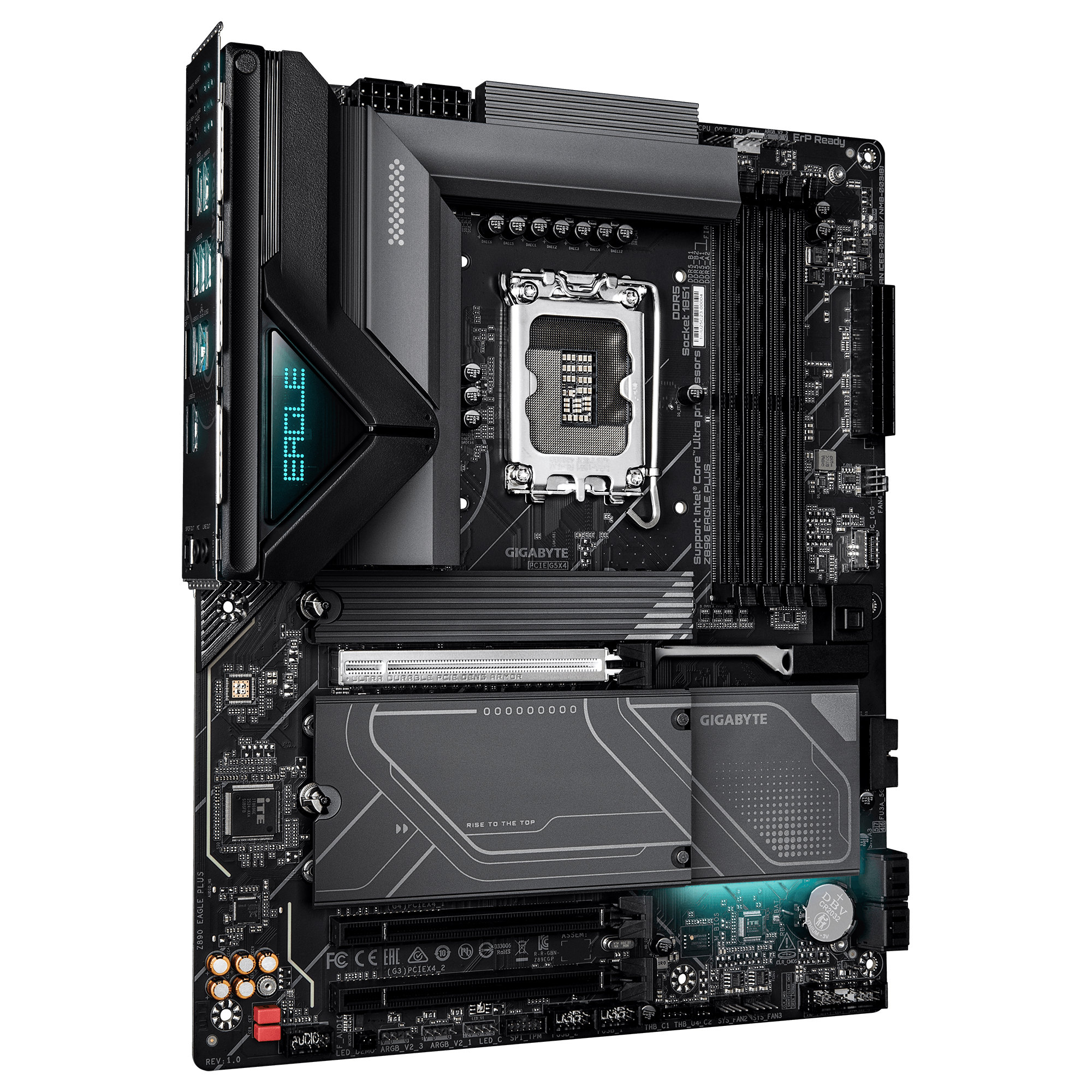 GIGABYTE Z890 EAGLE PLUS Carte M�re Compatible avec les processeurs Intel Core Ultra (S�rie 2), VRM 14+1+2 phases, jusqu � 9466 MHz DDR5 (OC), 1x PCIe 5.0 M.2 + 3x PCIe 4.0 M.2, LAN 2.5 GbE, USB4