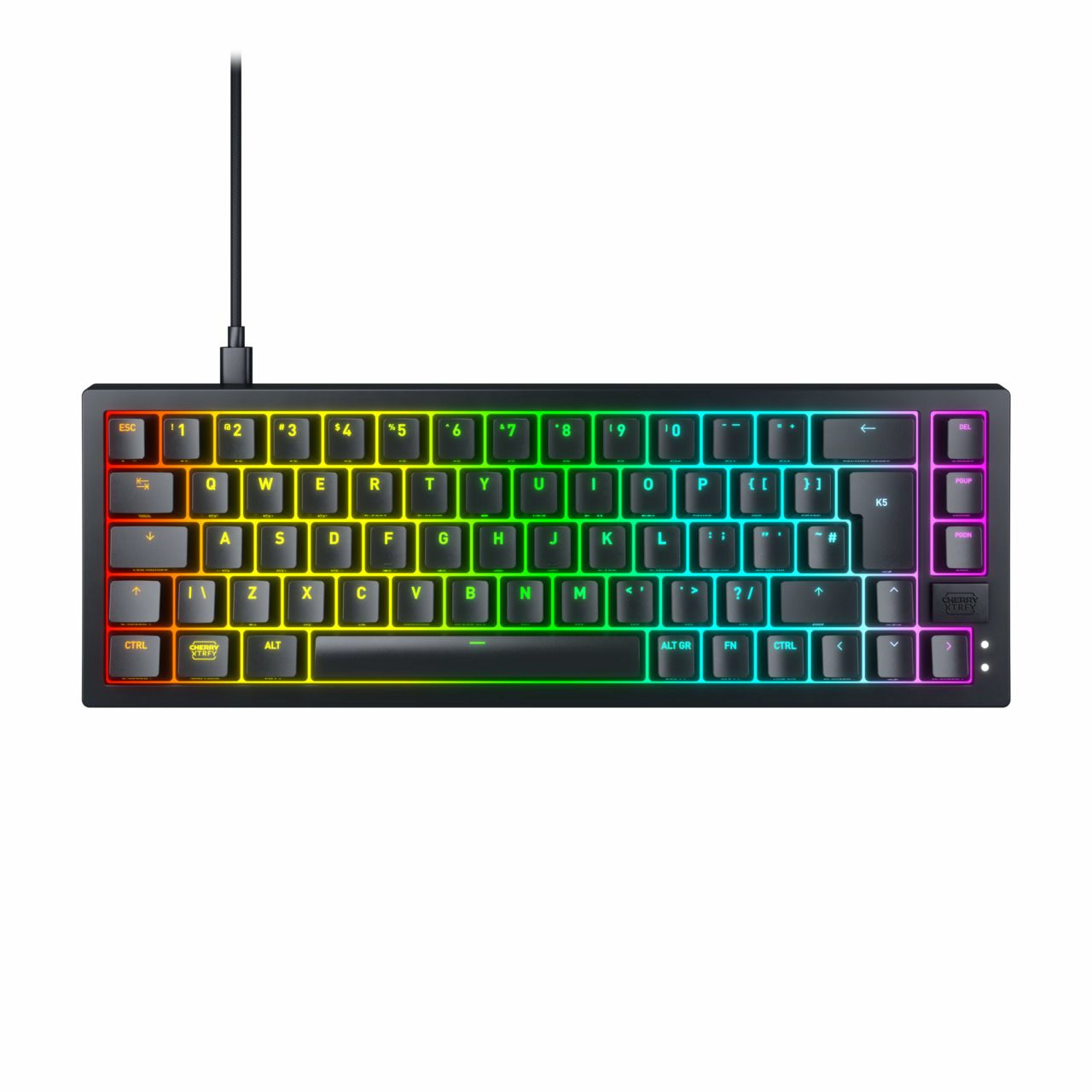 Cherry K5V2 - Tastatur - 65% - compact TKL - hintergrundbeleuchtet - USB - QWERTY - Nordisch - Tastenschalter: CHERRY MX2A Red (austauschbar im laufenden Betrieb)