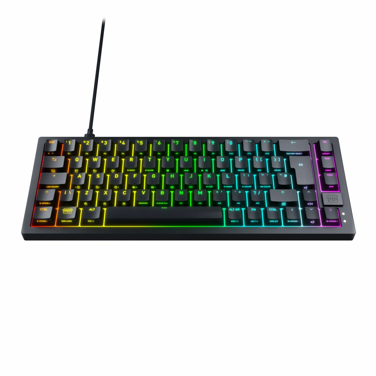 Cherry K5V2 - Tastatur - 65% - compact TKL - hintergrundbeleuchtet - USB - QWERTY - Nordisch - Tastenschalter: CHERRY MX2A Red (austauschbar im laufenden Betrieb)