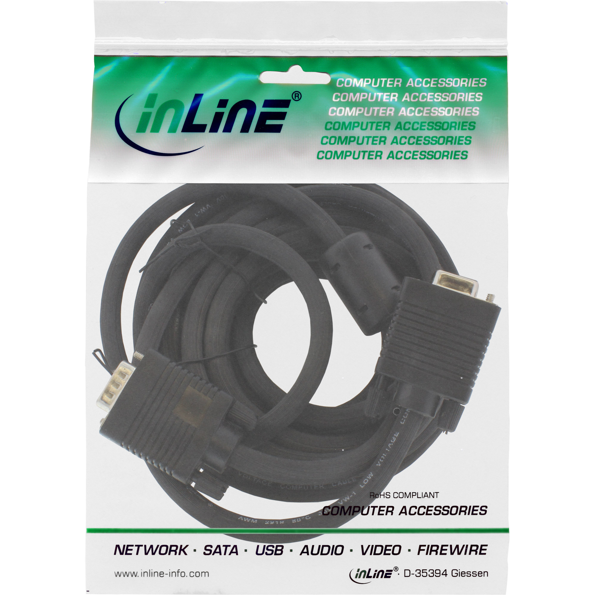 InLine 17701B cable VGA 1 m VGA (D-Sub) Negro