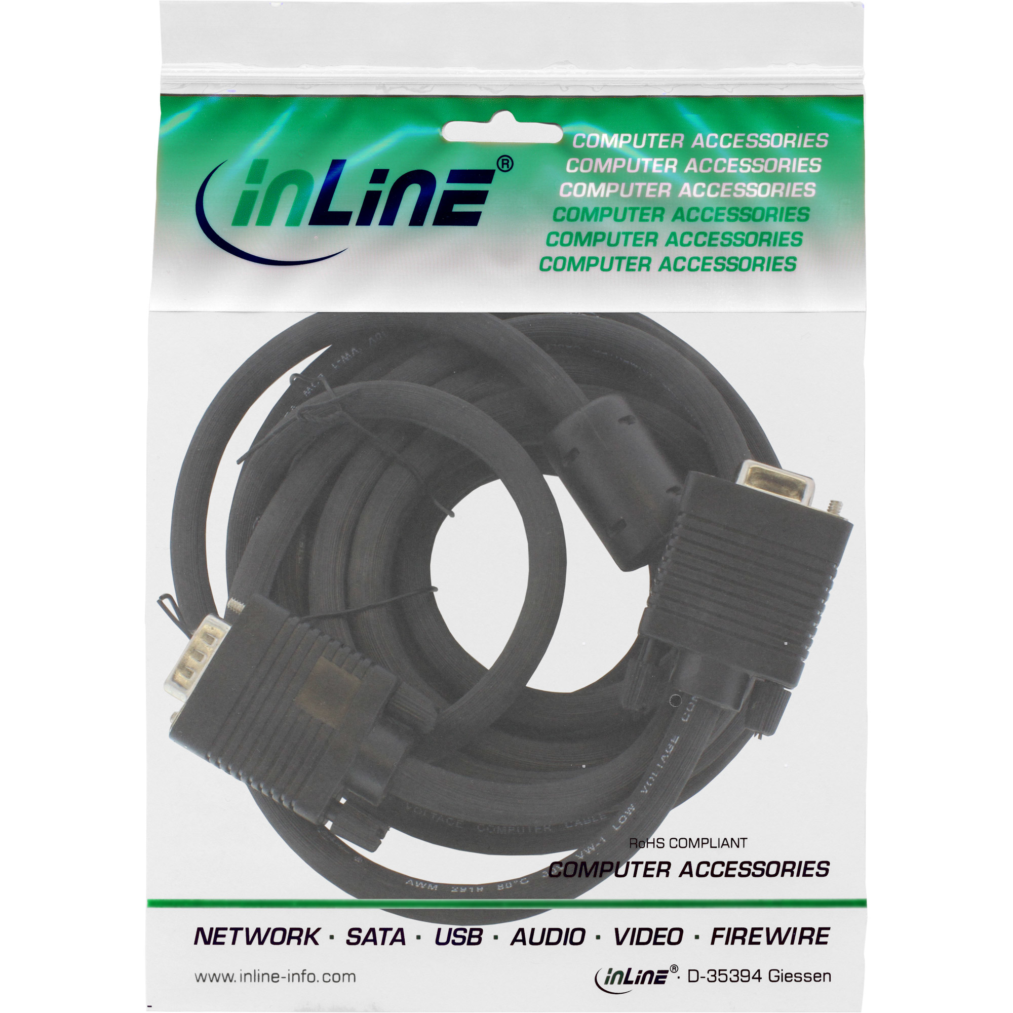 InLine 17701B cable VGA 1 m VGA (D-Sub) Negro