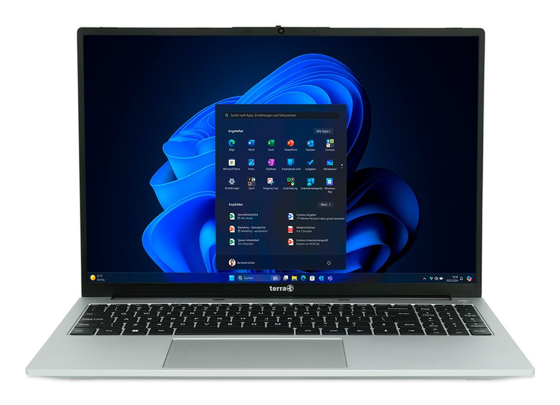 TERRA MOBILE 1610A AMD Ryzen 7 7730U Ordinateur portable 40,6 cm (16) WUXGA 16 Go DDR4-SDRAM 512 Go SSD Wi-Fi 6 (802.11ax) Windows 11 Pro Noir, Argent Allemand
