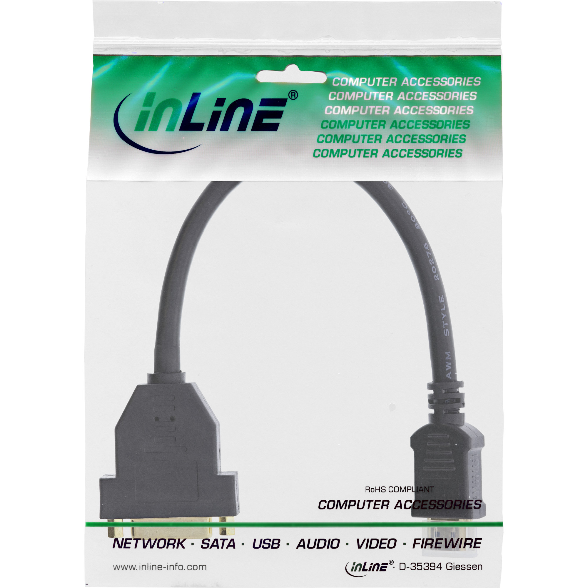 InLine 17670I cble vido et adaptateur 0,2 m HDMI Type A (Standard) DVI-D Noir