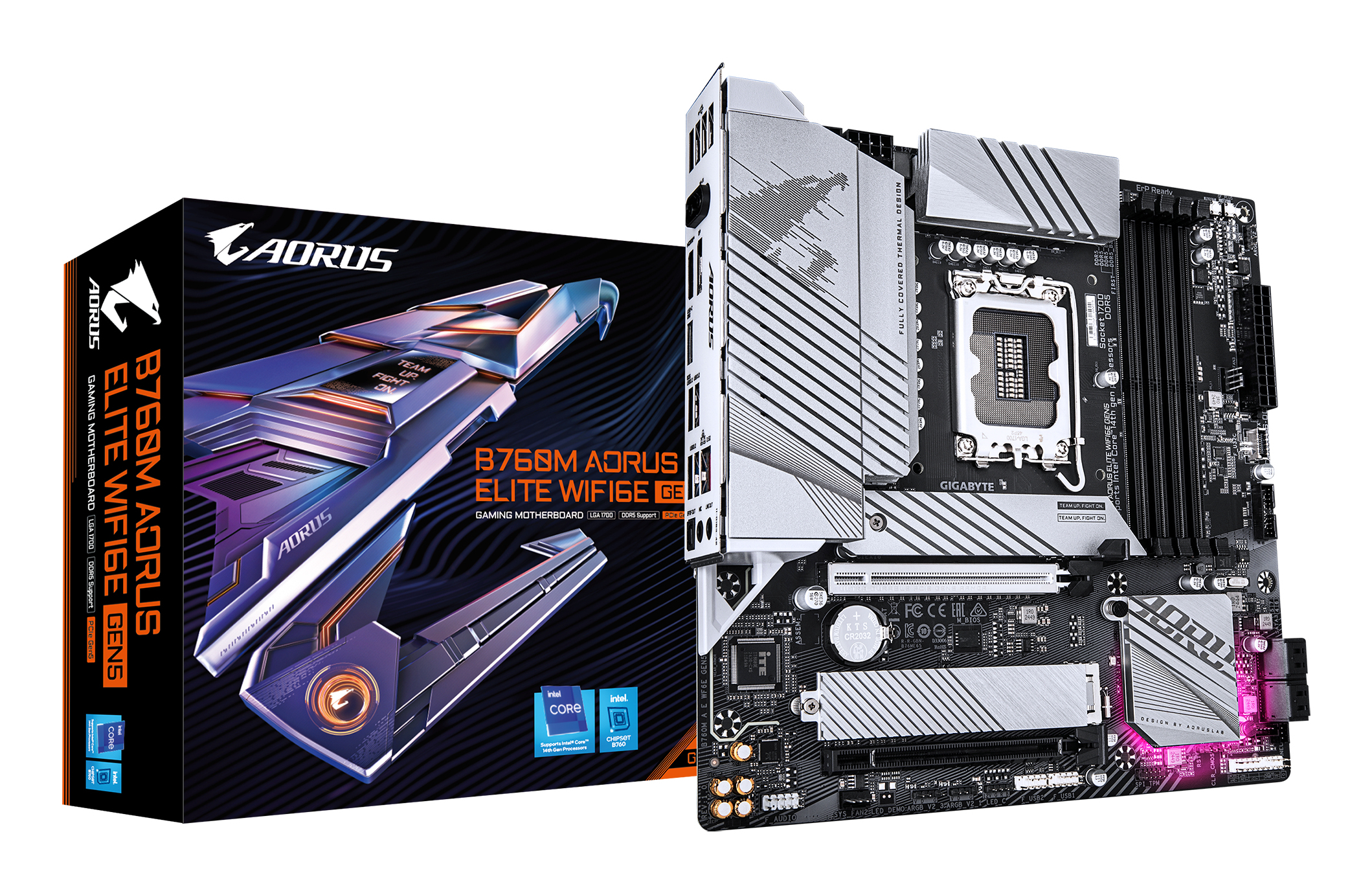 Gigabyte AORUS B760M ELITE WIFI6E GEN5 - Motherboard - micro ATX - LGA1700-Sockel - B760 Chipsatz - USB-C 3.2 Gen 2x2, USB-C 3.2 Gen2, USB 3.2 Gen 2, USB 3.2 Gen 1 - 2.5 Gigabit LAN, Wi-Fi 6E, Bluetooth - Onboard-Grafik (CPU erforderlich)