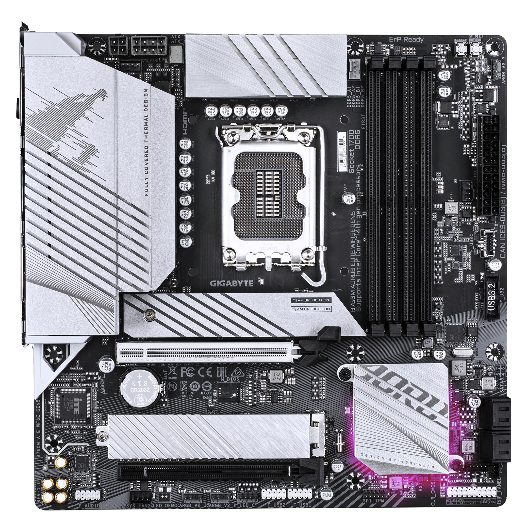 Gigabyte AORUS B760M ELITE WIFI6E GEN5 - Motherboard - micro ATX - LGA1700-Sockel - B760 Chipsatz - USB-C 3.2 Gen 2x2, USB-C 3.2 Gen2, USB 3.2 Gen 2, USB 3.2 Gen 1 - 2.5 Gigabit LAN, Wi-Fi 6E, Bluetooth - Onboard-Grafik (CPU erforderlich)