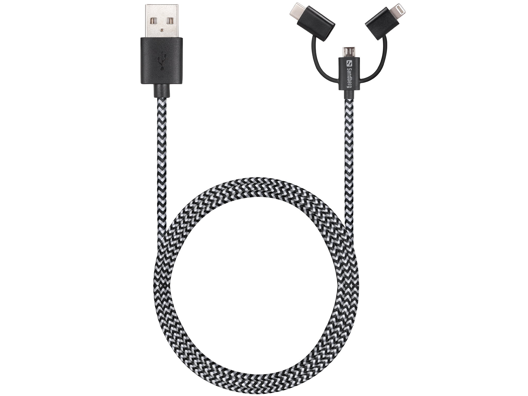 Sandberg 3in1 Lightning+MicroUSB+USB-C 1m