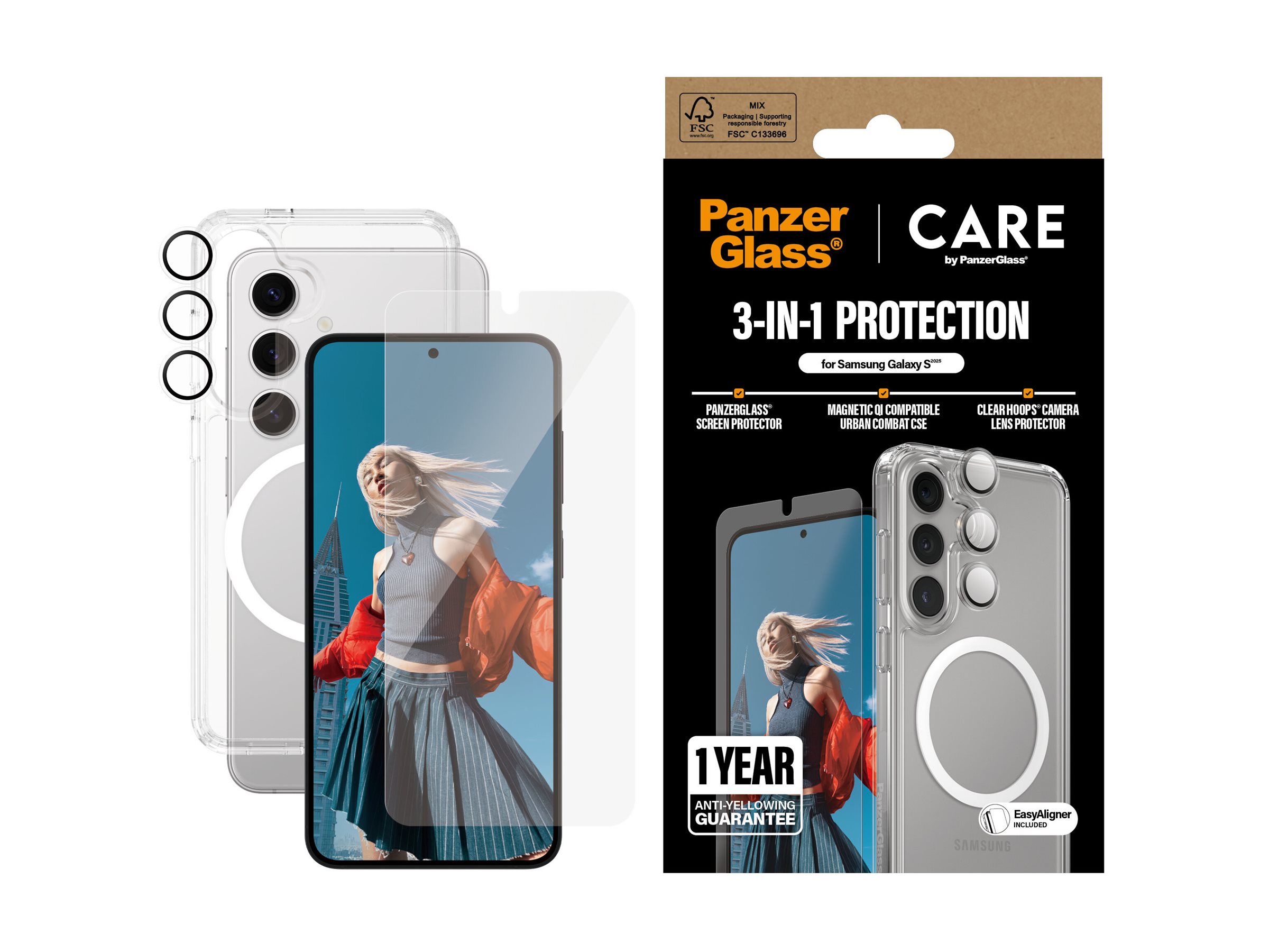PanzerGlass CARE by  Flagship 3-in-1 Bundle Samsung Galaxy S 2025