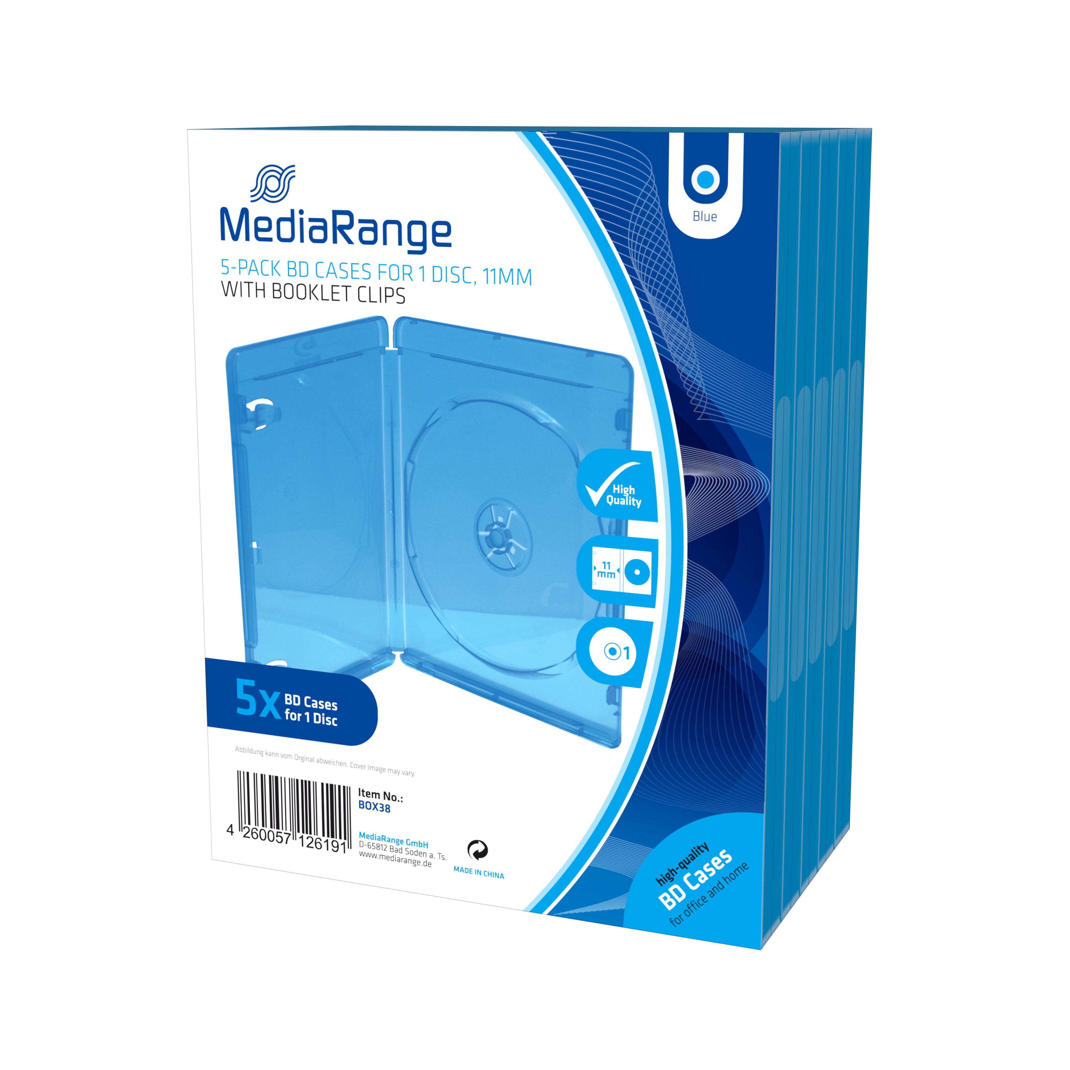 MEDIARANGE BOX38  MediaRange BOX38 étui disque optique Boîtier Blu-ray 1  disques Bleu