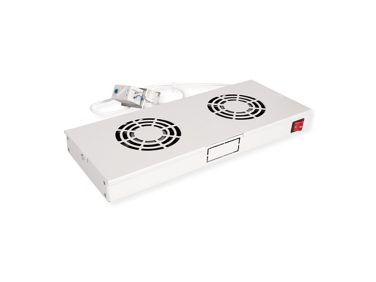 ROLINE Rack-L�fter - 2 L�fter mit Thermostat - auf Dach montierbar - RAL 7035, Hellgrau - 48.3 cm (19)
