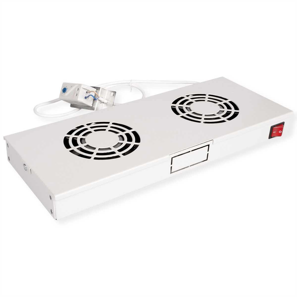 ROLINE Rack-L�fter - 2 L�fter mit Thermostat - auf Dach montierbar - RAL 7035, Hellgrau - 48.3 cm (19)
