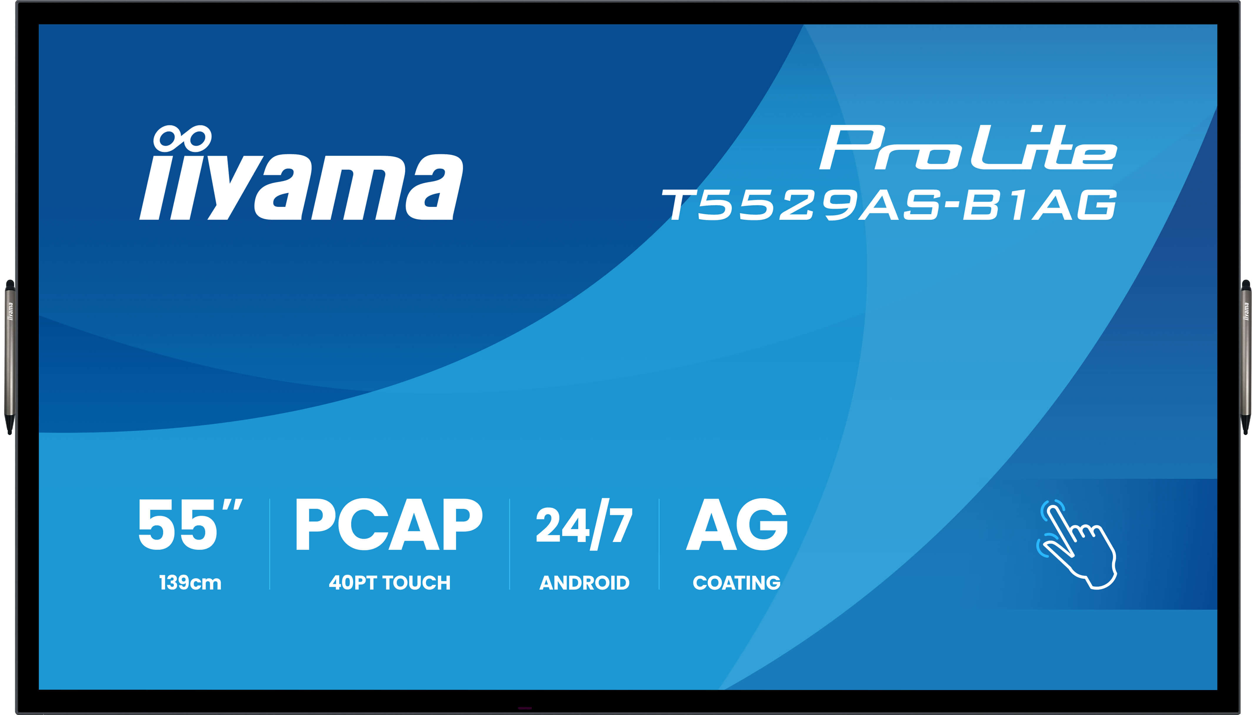 iiyama T5529AS-B1AG Signage Display Interactive flat panel 138.7 cm (54.6) LED Wi-Fi 500 cd/m� 4K Ultra HD Black Touchscreen Built-in processor Android 24/7
