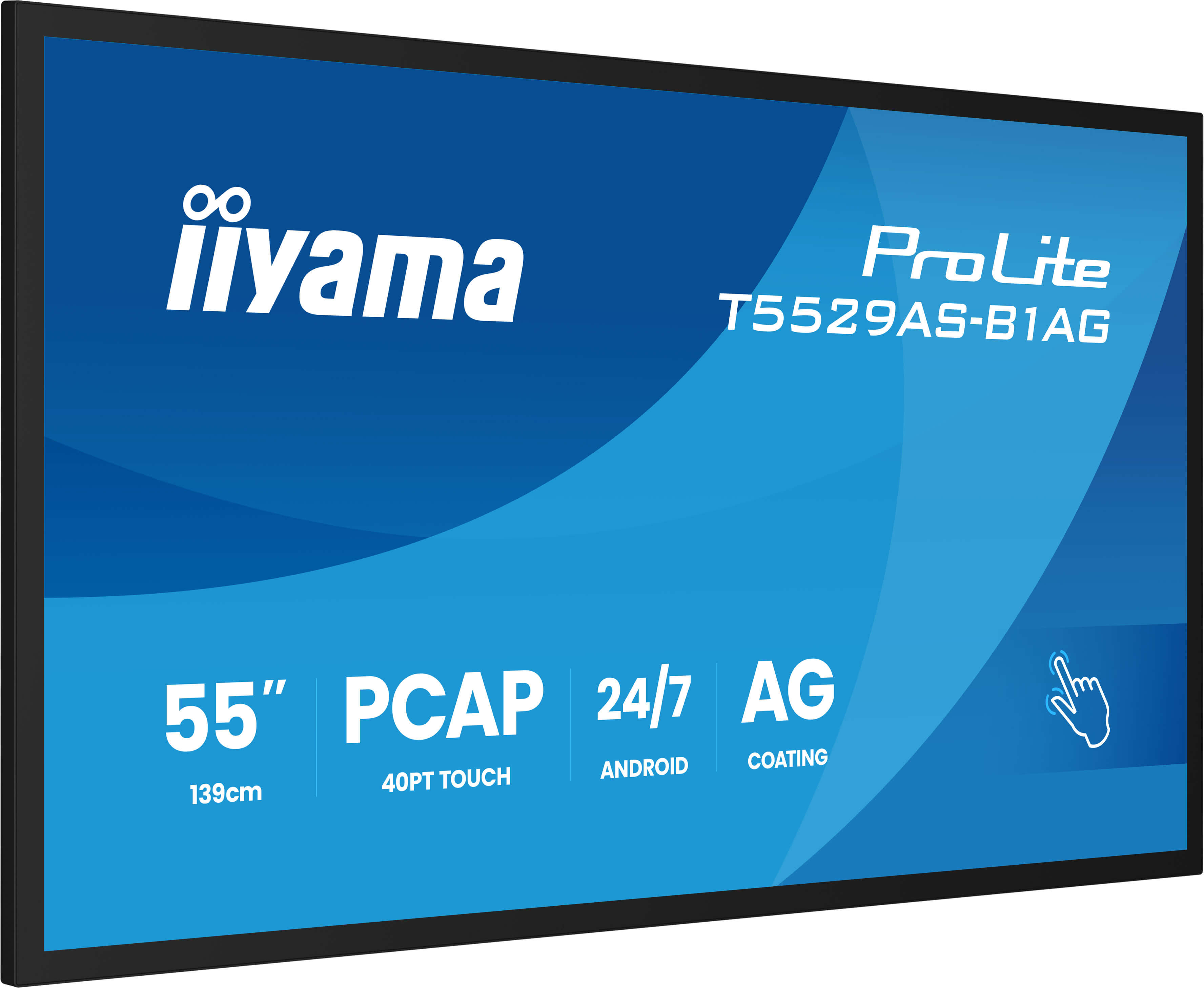 iiyama T5529AS-B1AG Signage Display Interactive flat panel 138.7 cm (54.6) LED Wi-Fi 500 cd/m� 4K Ultra HD Black Touchscreen Built-in processor Android 24/7