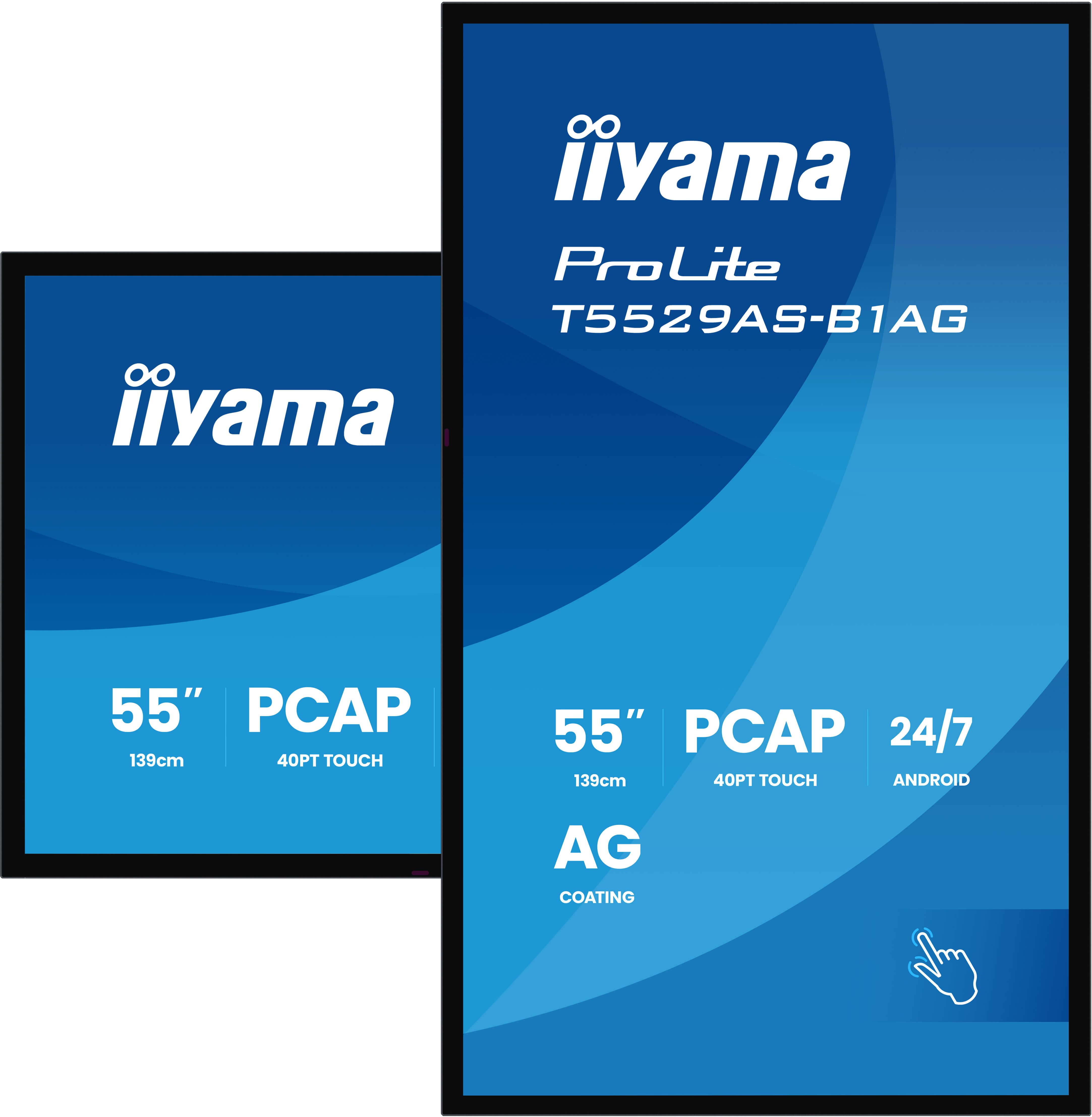 iiyama T5529AS-B1AG Signage Display Interactive flat panel 138.7 cm (54.6) LED Wi-Fi 500 cd/m� 4K Ultra HD Black Touchscreen Built-in processor Android 24/7