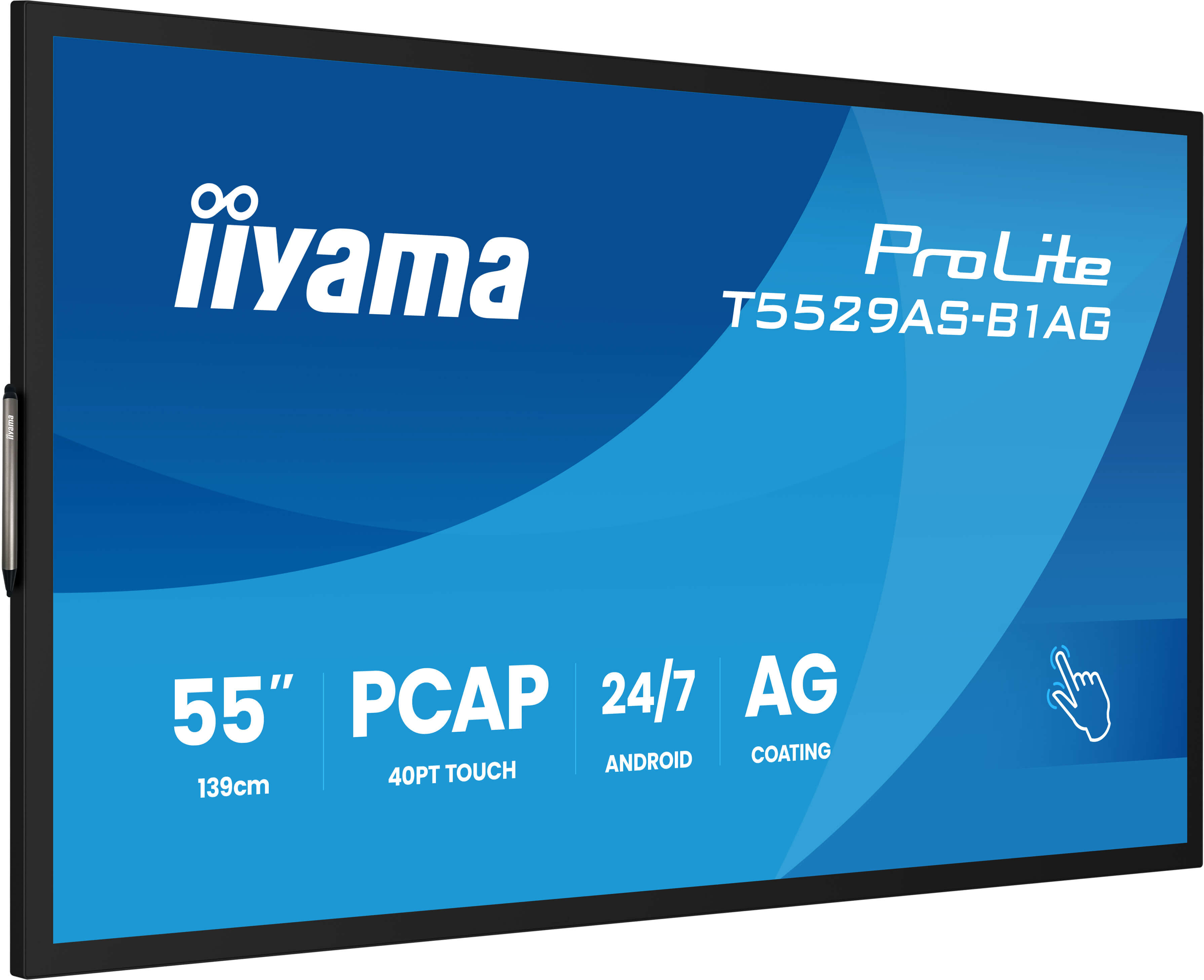 iiyama T5529AS-B1AG Signage Display Interactive flat panel 138.7 cm (54.6) LED Wi-Fi 500 cd/m� 4K Ultra HD Black Touchscreen Built-in processor Android 24/7