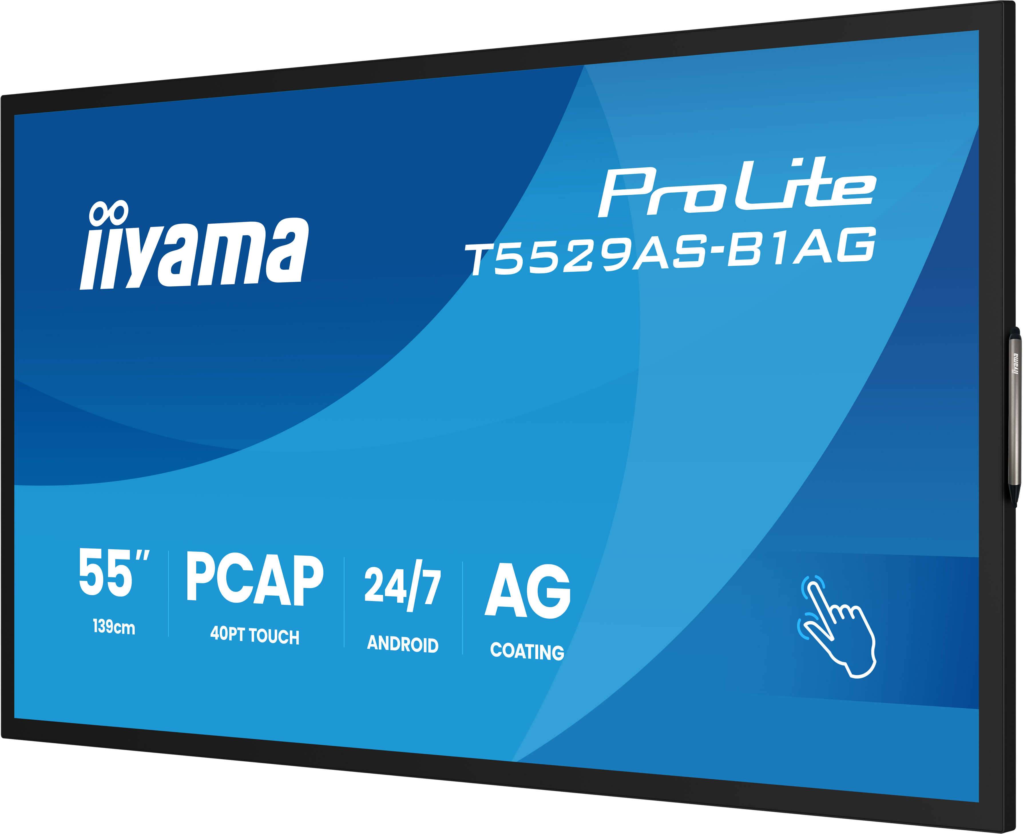 iiyama T5529AS-B1AG Signage Display Interactive flat panel 138.7 cm (54.6) LED Wi-Fi 500 cd/m� 4K Ultra HD Black Touchscreen Built-in processor Android 24/7
