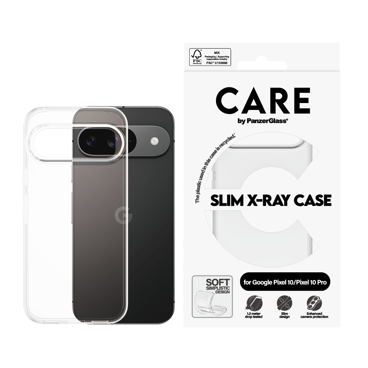PanzerGlass CARE by � Fashionable Case Transparent X-Ray Soft Basic Google Pixel 10 | 10 Pro funda para tel�fono m�vil Transparente