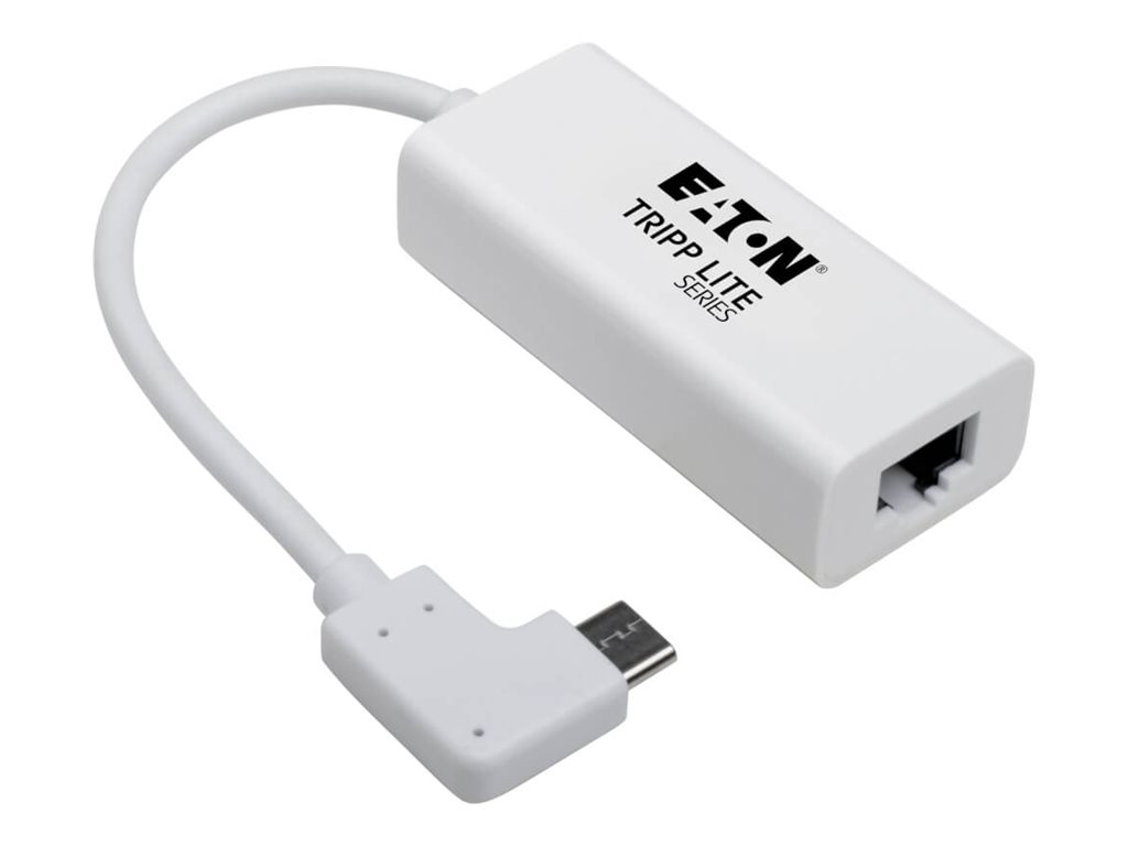 Tripp Lite U436-06N-GBW-RA Adaptador de Red USB-C a Gigabit con USB-C en �ngulo Recto, Compatibilidad con Thunderbolt 3 - Blanco