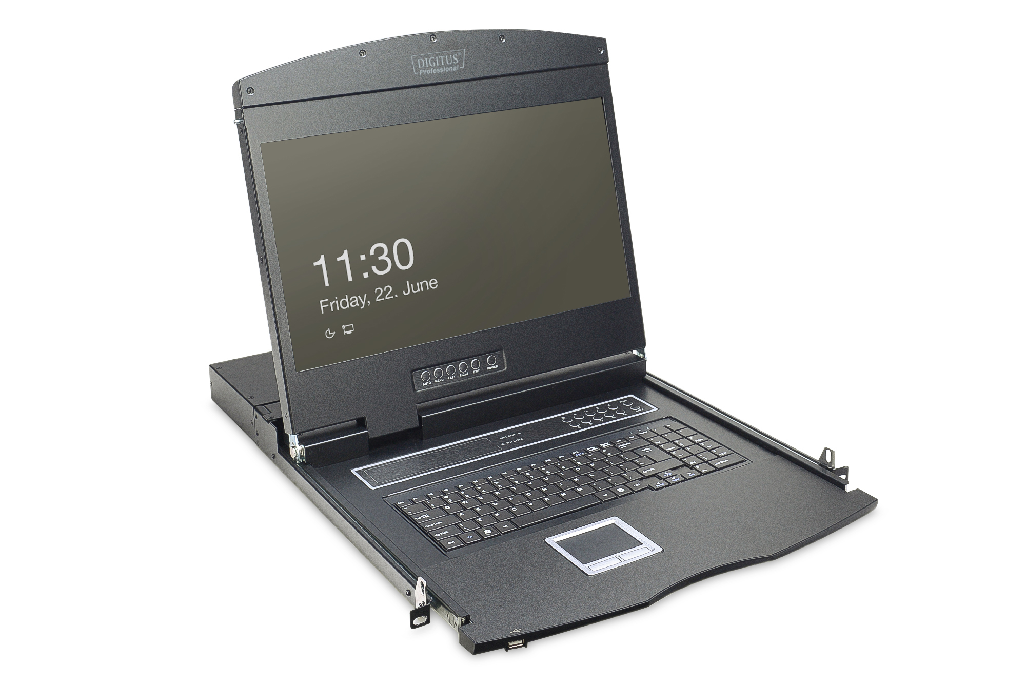Digitus Consola modular con TFT de 19 (48,3 cm), KVM de 1 puertos y panel tctil, teclado ingls (US)