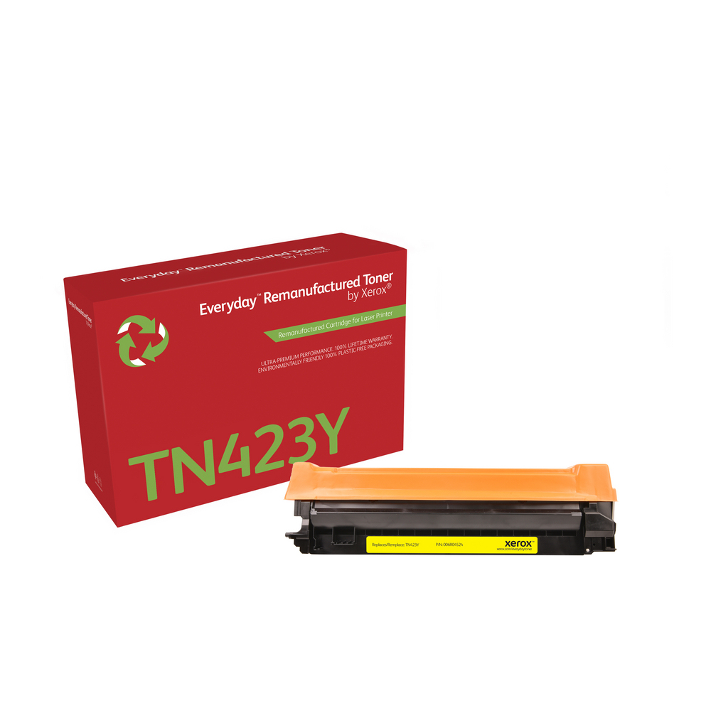 Everyday Remanufactured Yellow Toner by Xerox replaces Brother TN423Y, High Capacity