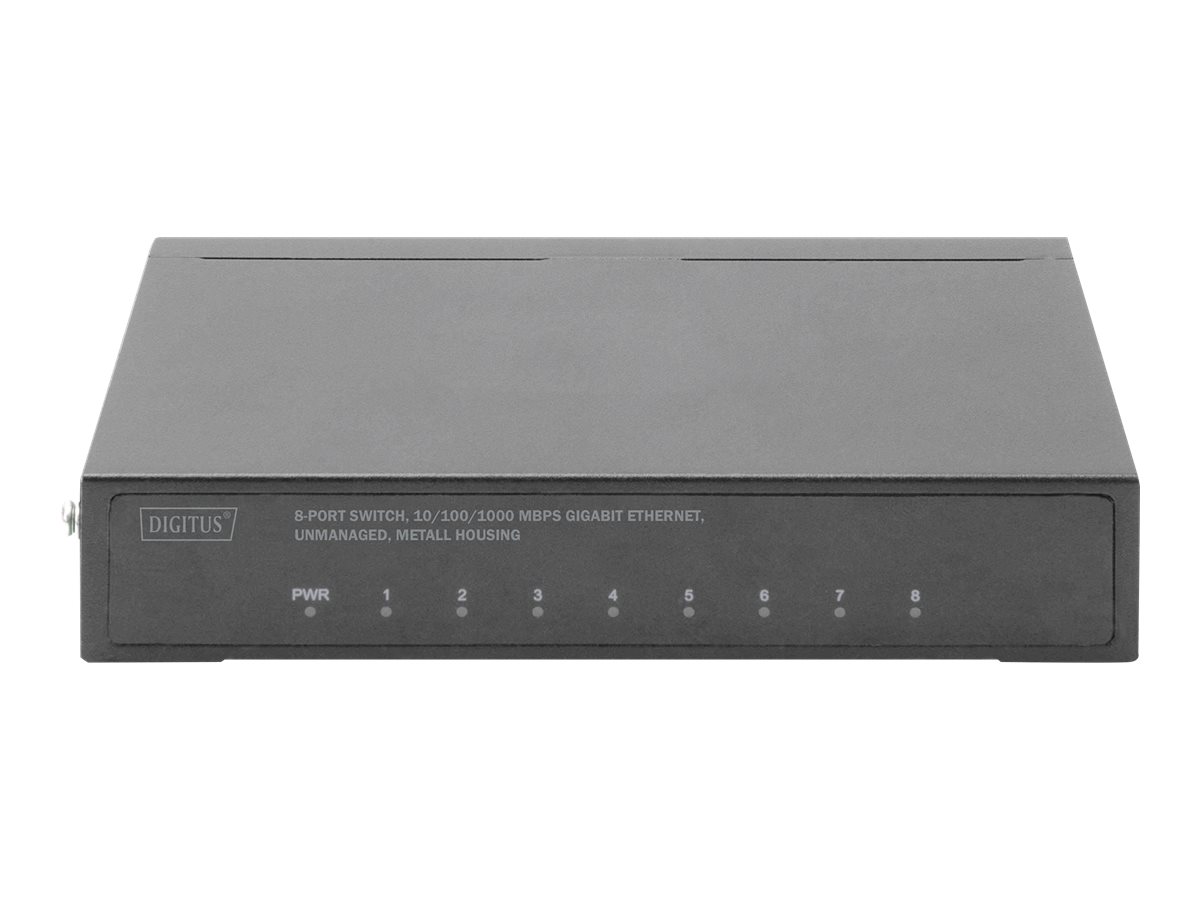 Digitus 8-Port Switch, 10/100/1000 Mbps Gigabit Ethernet, Unmanaged, Metall Housing