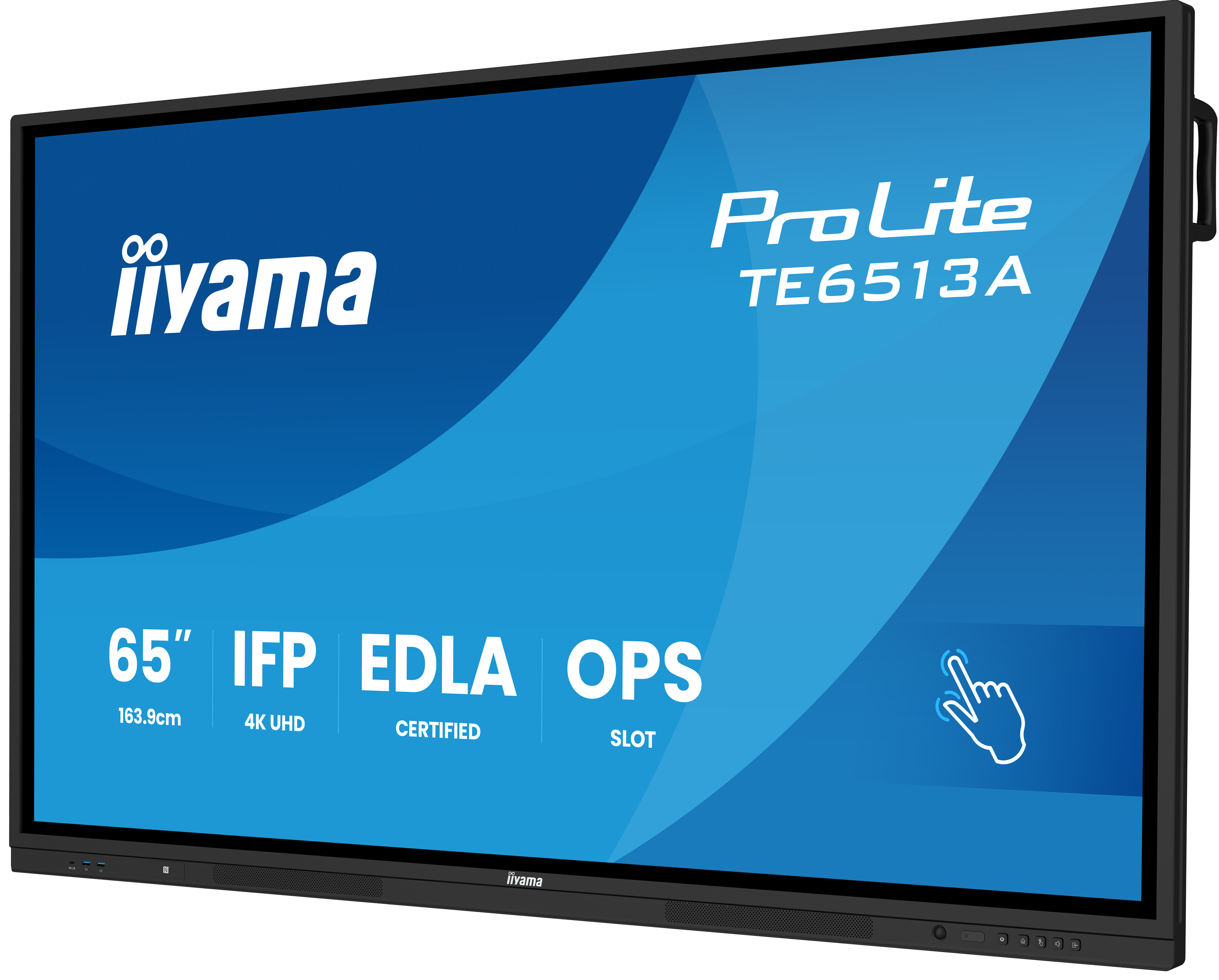 iiyama TE6513A-B2AG Signage Display Interactive flat panel 163.8 cm (64.5) Wi-Fi 500 cd/m� 4K Ultra HD Black Touchscreen Built-in processor Android 24/7