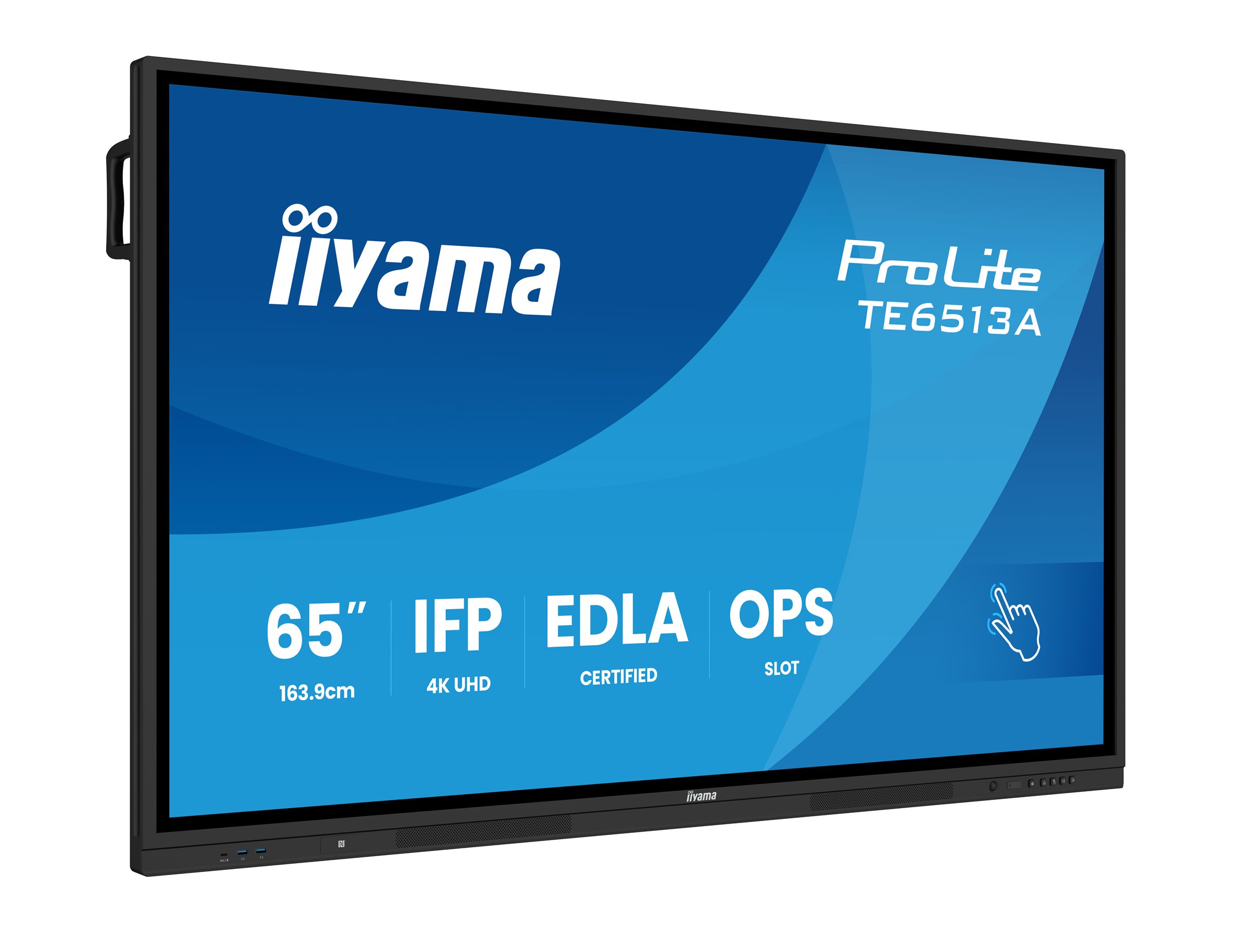 iiyama TE6513A-B2AG Signage Display Interactive flat panel 163.8 cm (64.5) Wi-Fi 500 cd/m� 4K Ultra HD Black Touchscreen Built-in processor Android 24/7
