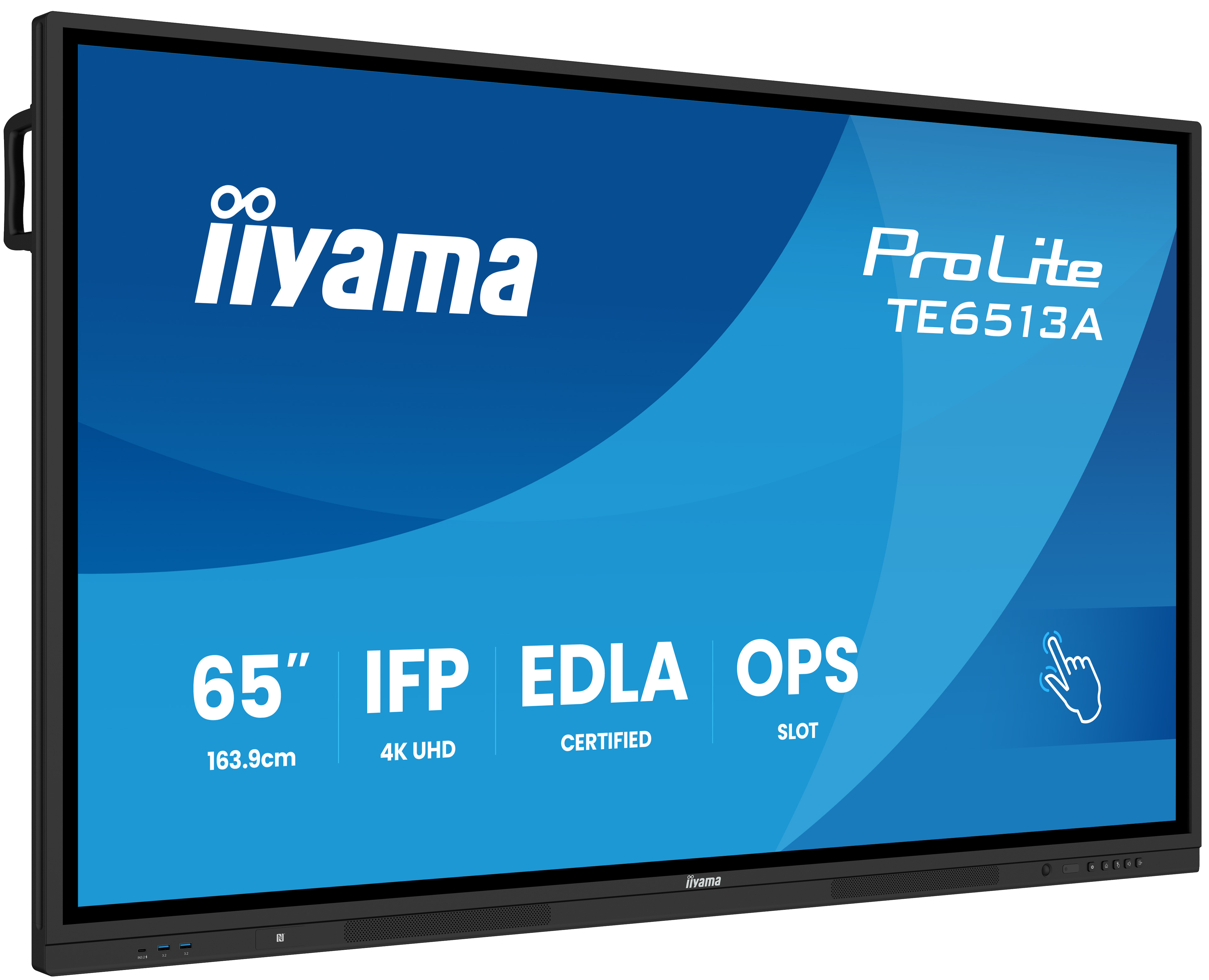 iiyama TE6513A-B2AG Signage Display Interactive flat panel 163.8 cm (64.5) Wi-Fi 500 cd/m� 4K Ultra HD Black Touchscreen Built-in processor Android 24/7