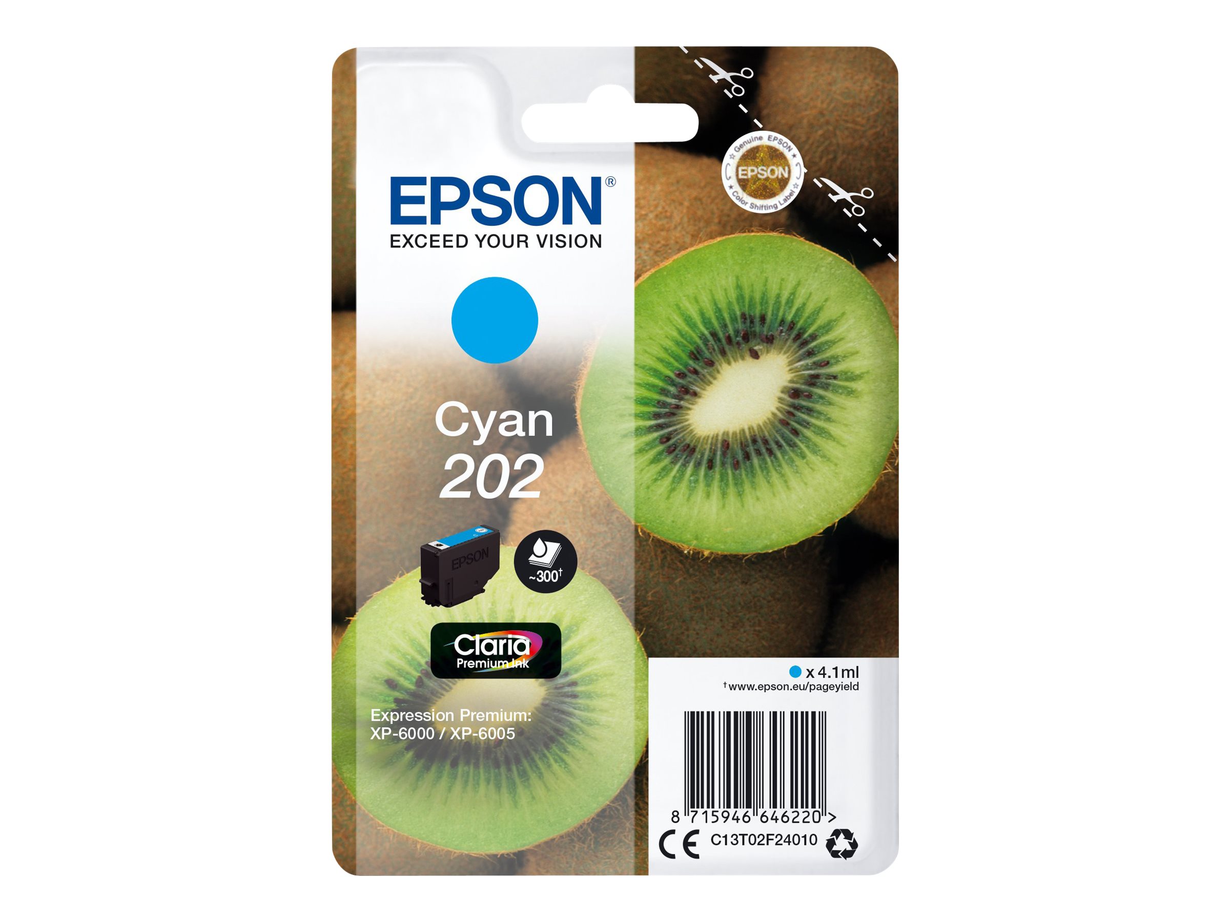 Epson Kiwi Singlepack Cyan 202 Claria Premium Ink