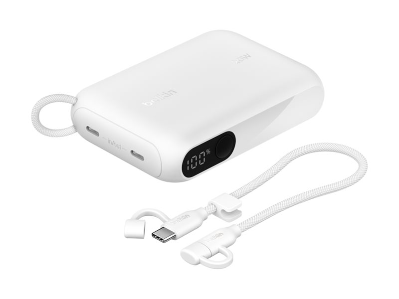 Belkin BoostCharge - Powerbank - mit Display - 10000 mAh - 20 Watt - PD, Fast Charge - 2 Ausgabeanschlussstellen (USB-C)