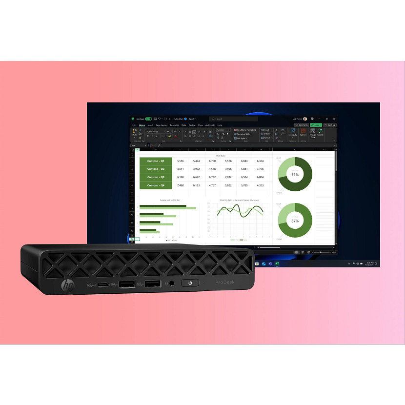 HP ProDesk 4 G1i AI - Mini - Core Ultra 7 265T - RAM 24 GB - SSD 512 GB - NVMe - Intel Graphics - 1GbE, Wi-Fi 6E, Bluetooth 5.3 - WLAN: 802.11a/b/g/n/ac/ax (Wi-Fi 6E)