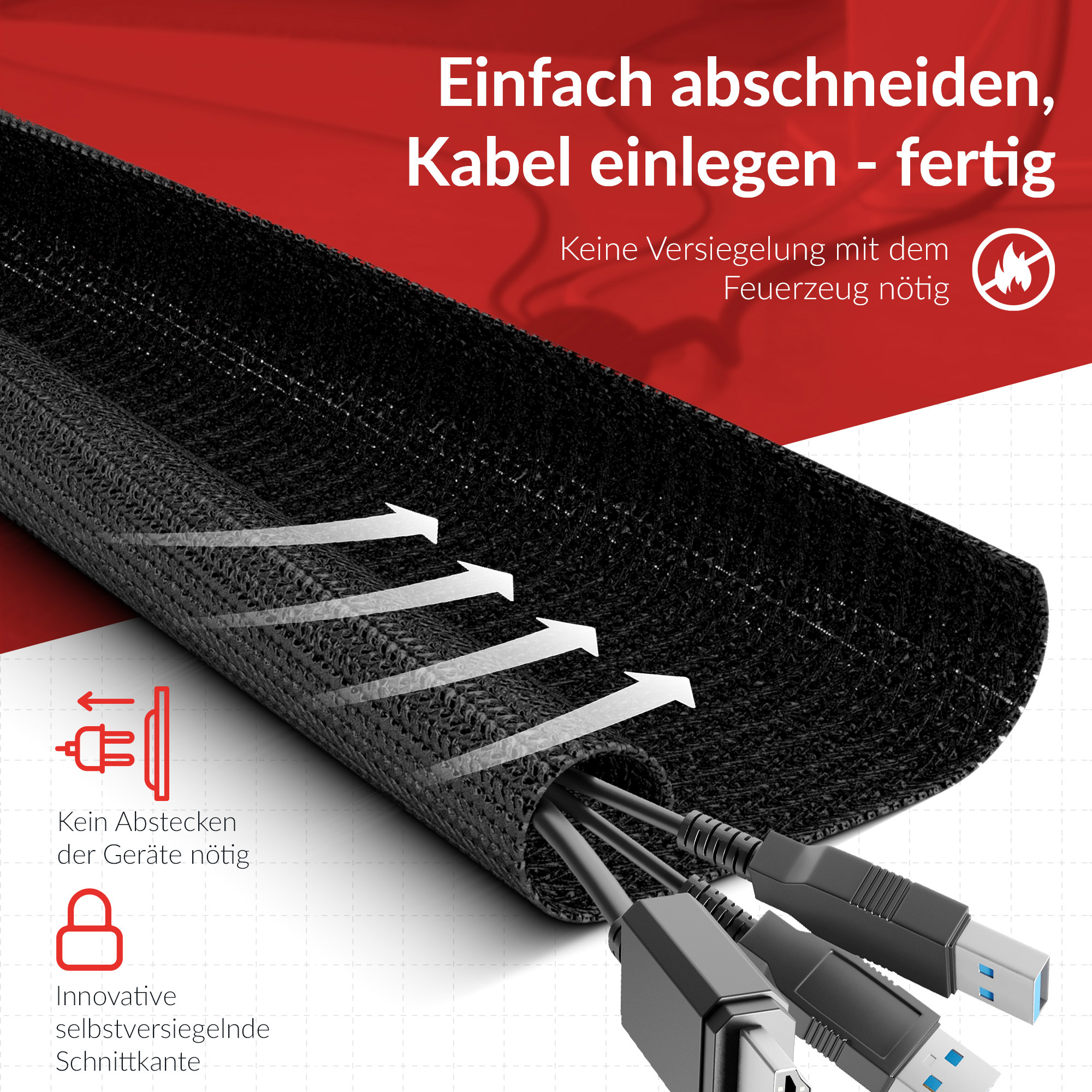 Label-the-cable LTC Kabelschlauch Pro Cable Tube zum B�ndeln&Ordnen schw