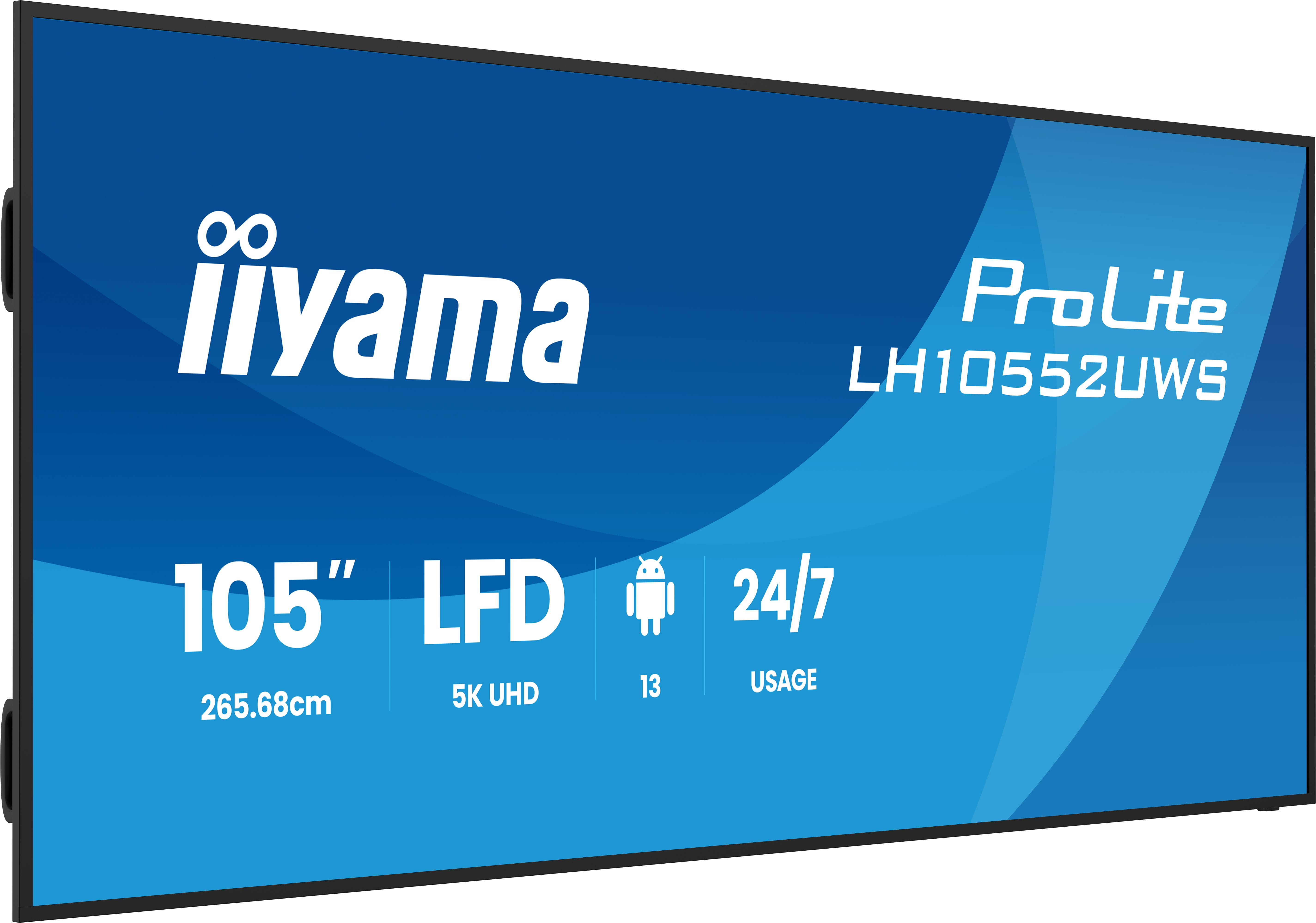 iiyama LH10552UWS-B1AG Signage Display Kiosk design 2.66 m (104.6) Wi-Fi 500 cd/m� UltraWide 5K HD Built-in processor Android 24/7