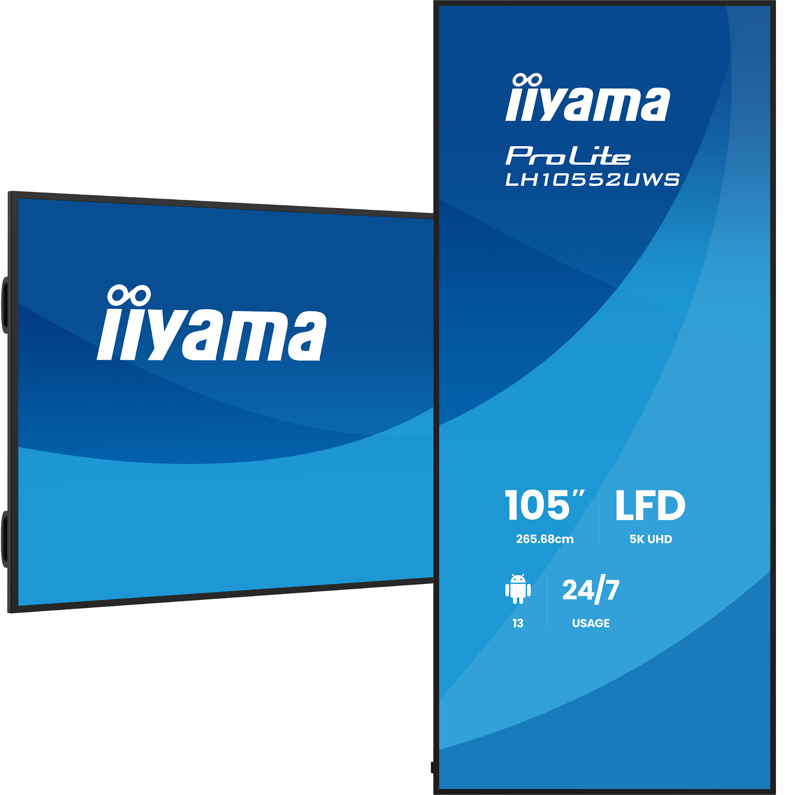 iiyama LH10552UWS-B1AG Signage Display Kiosk design 2.66 m (104.6) Wi-Fi 500 cd/m� UltraWide 5K HD Built-in processor Android 24/7