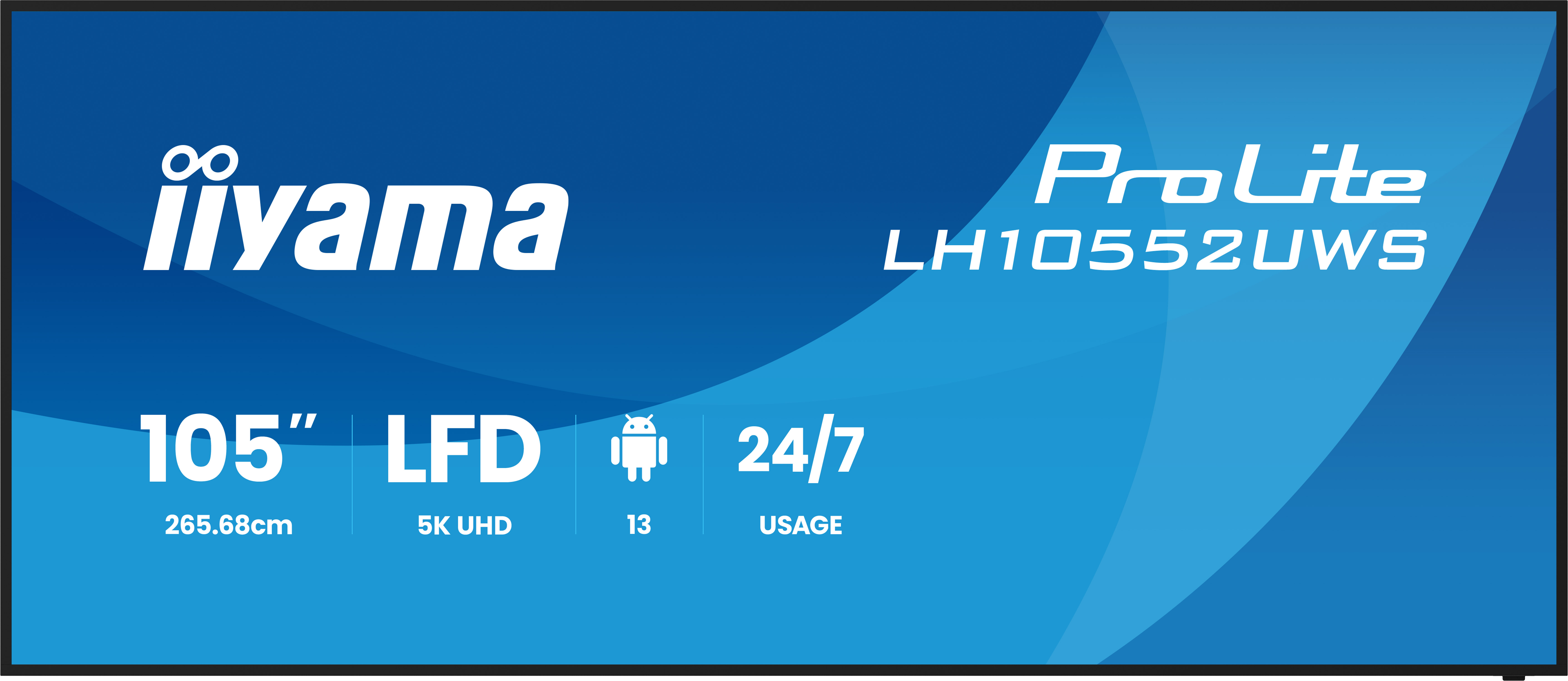 iiyama LH10552UWS-B1AG Signage Display Kiosk design 2.66 m (104.6) Wi-Fi 500 cd/m� UltraWide 5K HD Built-in processor Android 24/7