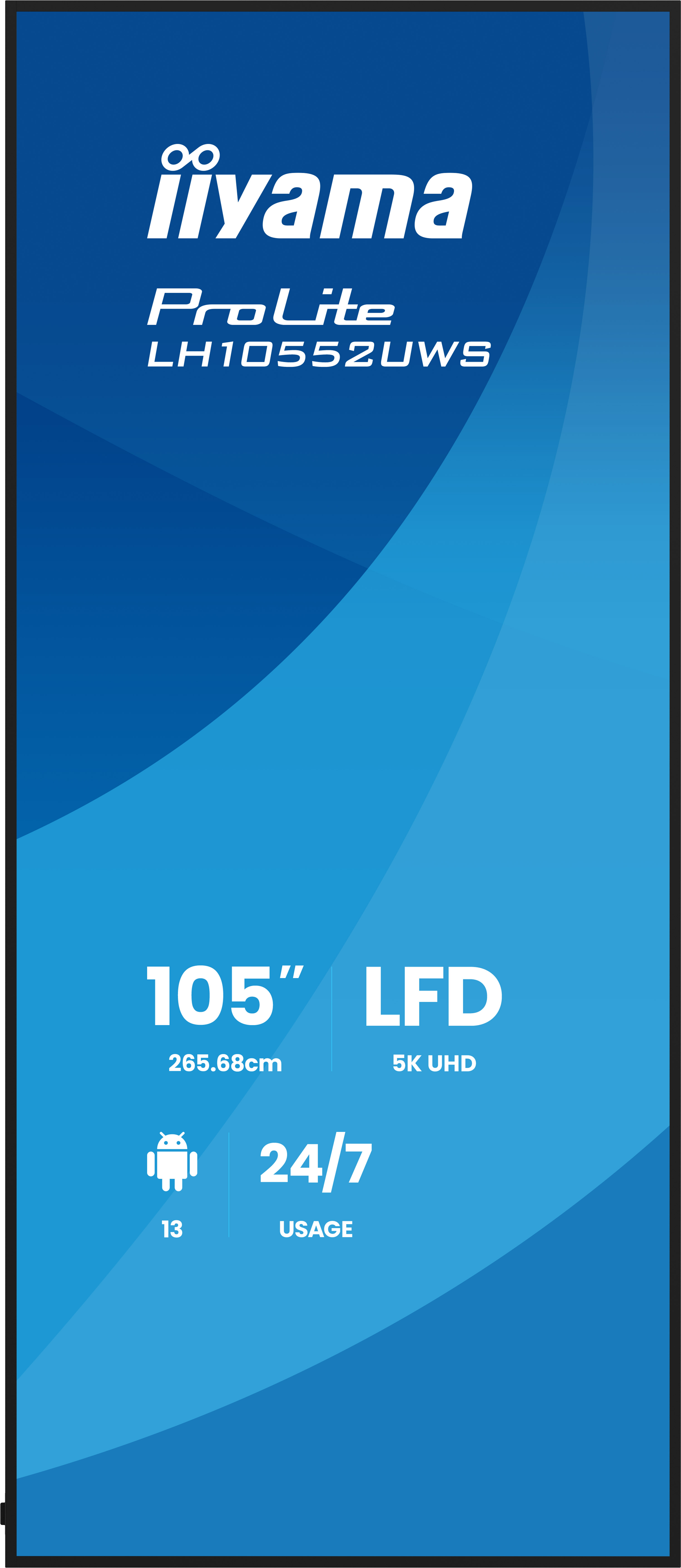 iiyama LH10552UWS-B1AG Signage Display Kiosk design 2.66 m (104.6) Wi-Fi 500 cd/m� UltraWide 5K HD Built-in processor Android 24/7