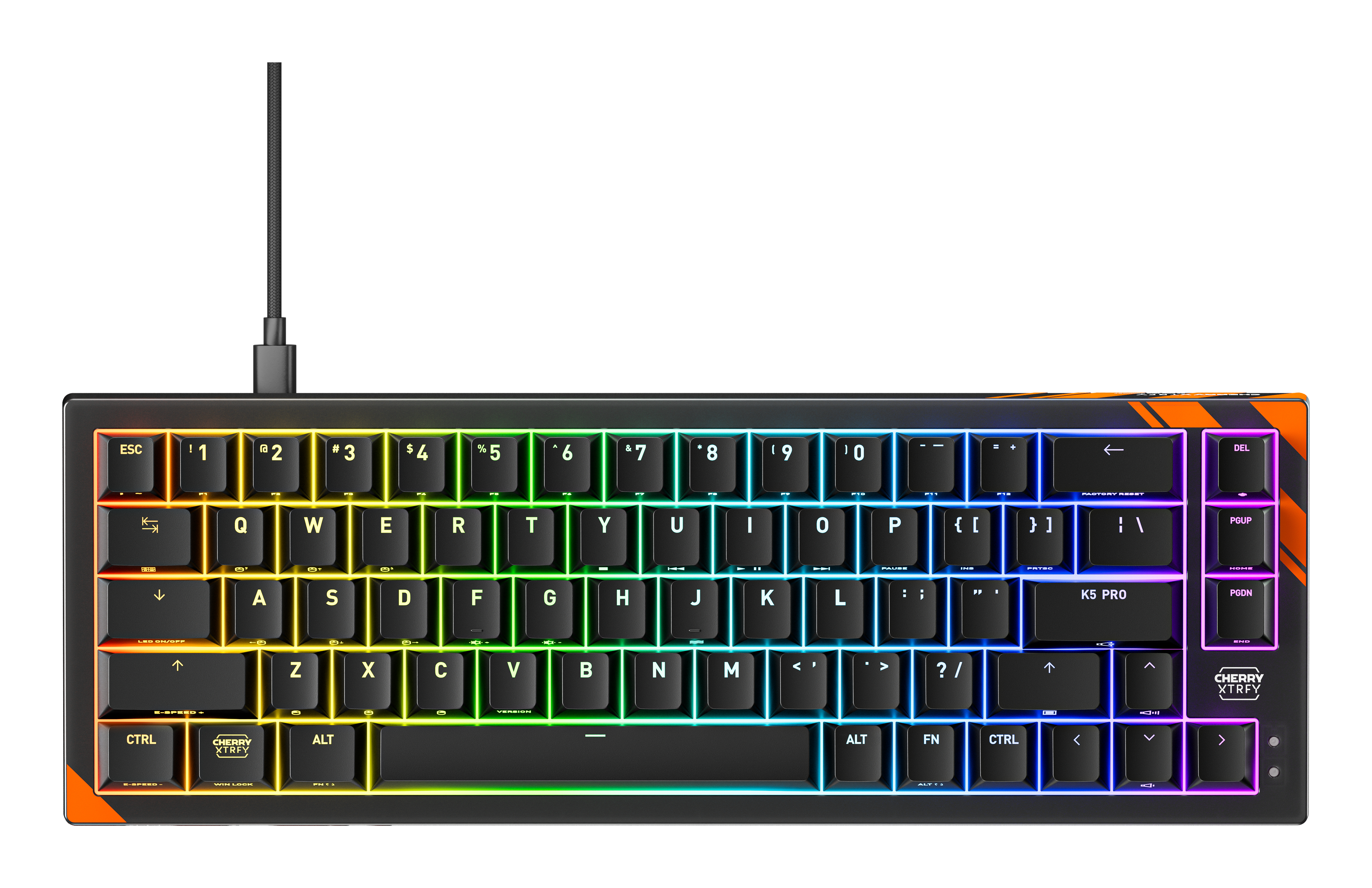 CHERRY K5 PRO TMR COMPACT tastiera Gaming USB QWERTY Inglese US Nero, Arancione