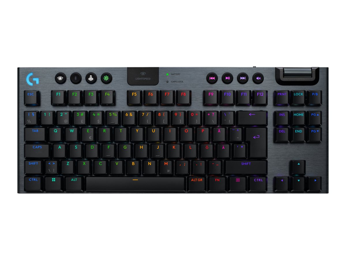 Logitech G G915 X - Tastatur - LIGHTSPEED - TKL - Hintergrundbeleuchtung - kabellos - Bluetooth 5.0, 2.4 GHz, USB - QWERTY - Nordisch (D�nisch/Finnisch/Norwegisch/Schwedisch)