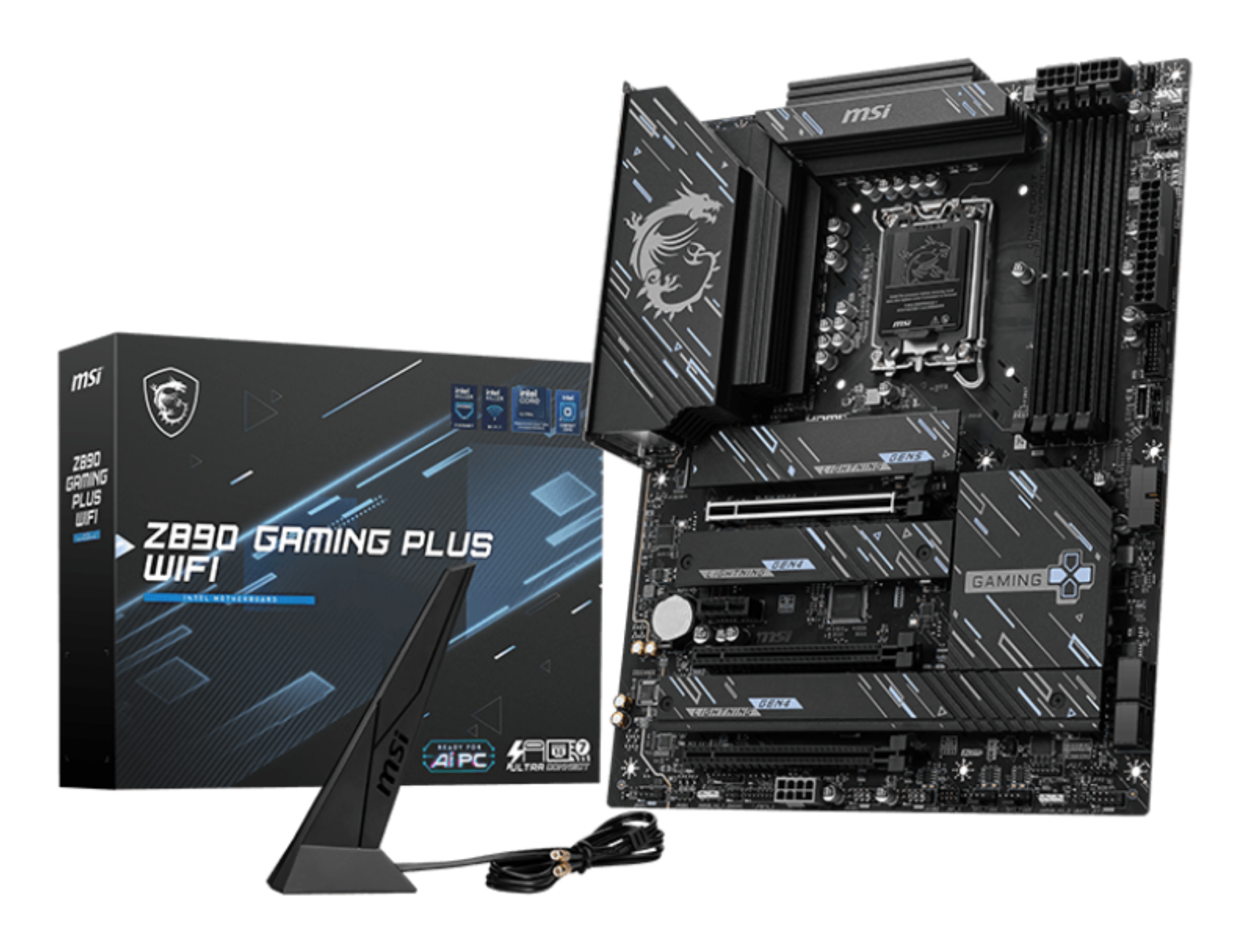 MSI Z890 GAMING PLUS WIFI - Motherboard - ATX - LGA1851-Sockel - Z890 Chipsatz - USB-C 3.2 Gen 2x2, USB-C 3.2 Gen2, USB 3.2 Gen 1, USB 3.2 Gen 2 - 5 Gigabit Ethernet, Wi-Fi 7, Bluetooth - Onboard-Grafik (CPU erforderlich)