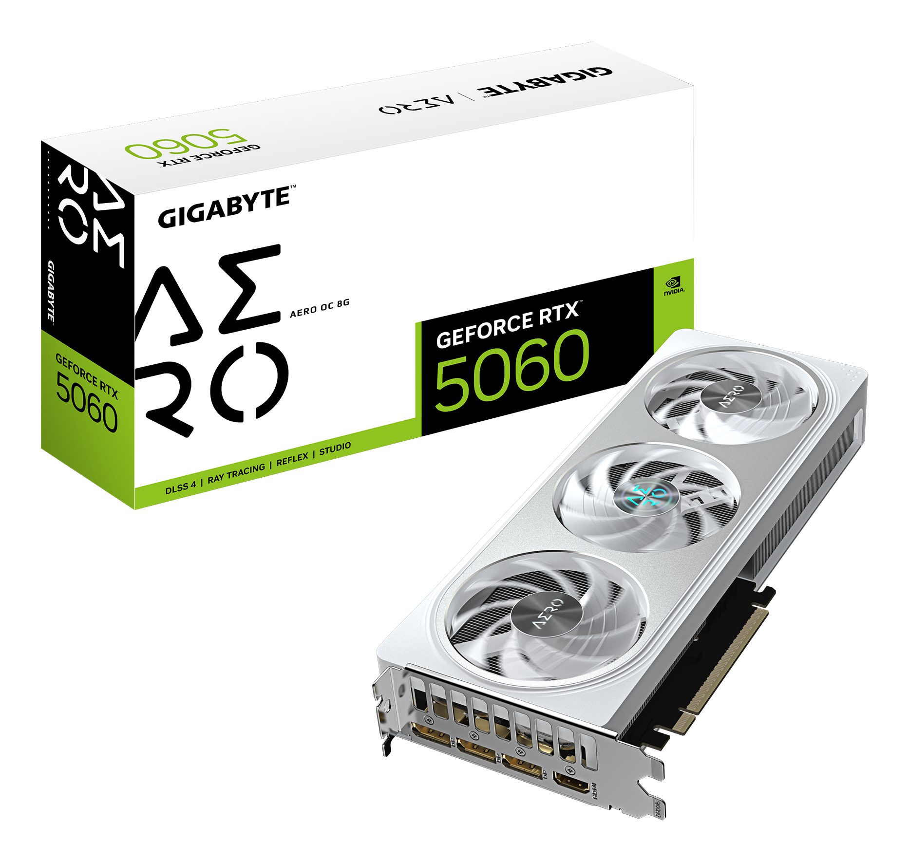 GIGABYTE GeForce RTX 5060 AERO OC 8G Carte Graphique - 8GB GDDR7, 128bit, PCI-E 5.0, 2595 MHz Fr�quence du c ur, 3 x DisplayPort, 1 x HDMI, GV-N5060AERO OC-8GD