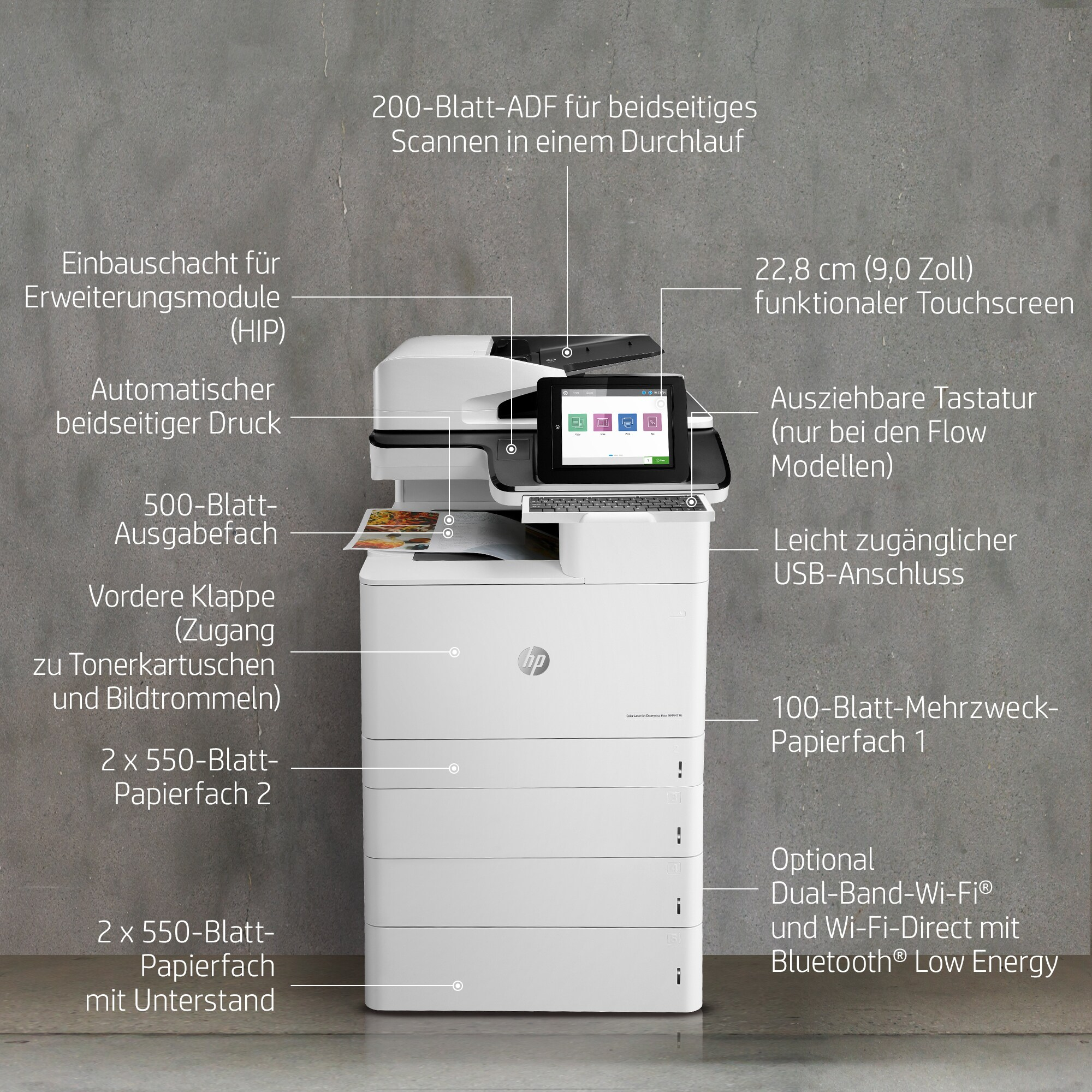 HP LaserJet Enterprise Flow MFP M776z - Multifunktionsdrucker - Farbe - Laser - 297 x 864 mm (Original)