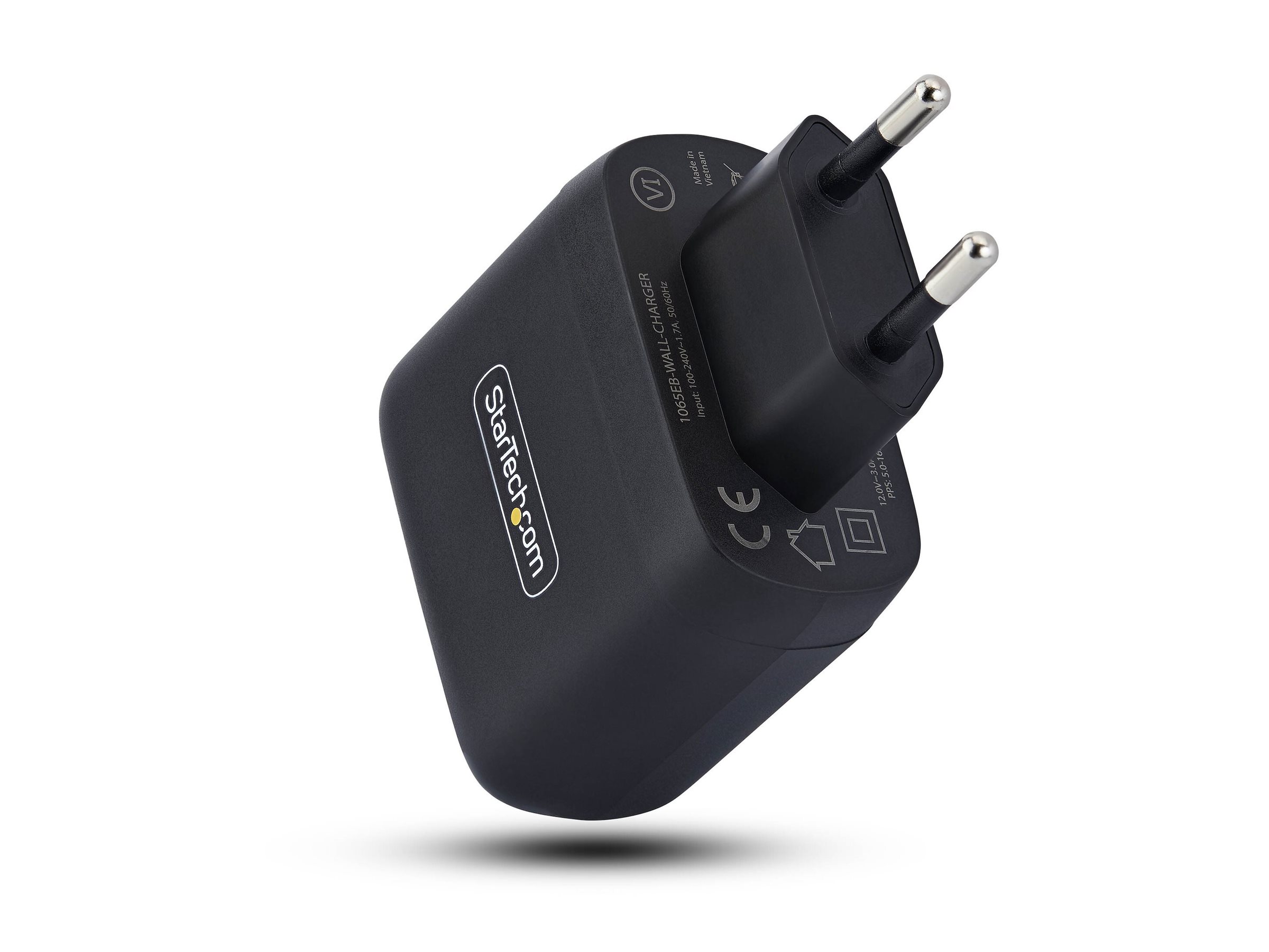 StarTech.com Chargeur PC Portable USB-C 65W, Chargeur Mural GaN Compact Pour Dell, XPS, HP ProBook, MacBook Pro, Surface Pro, Noir
