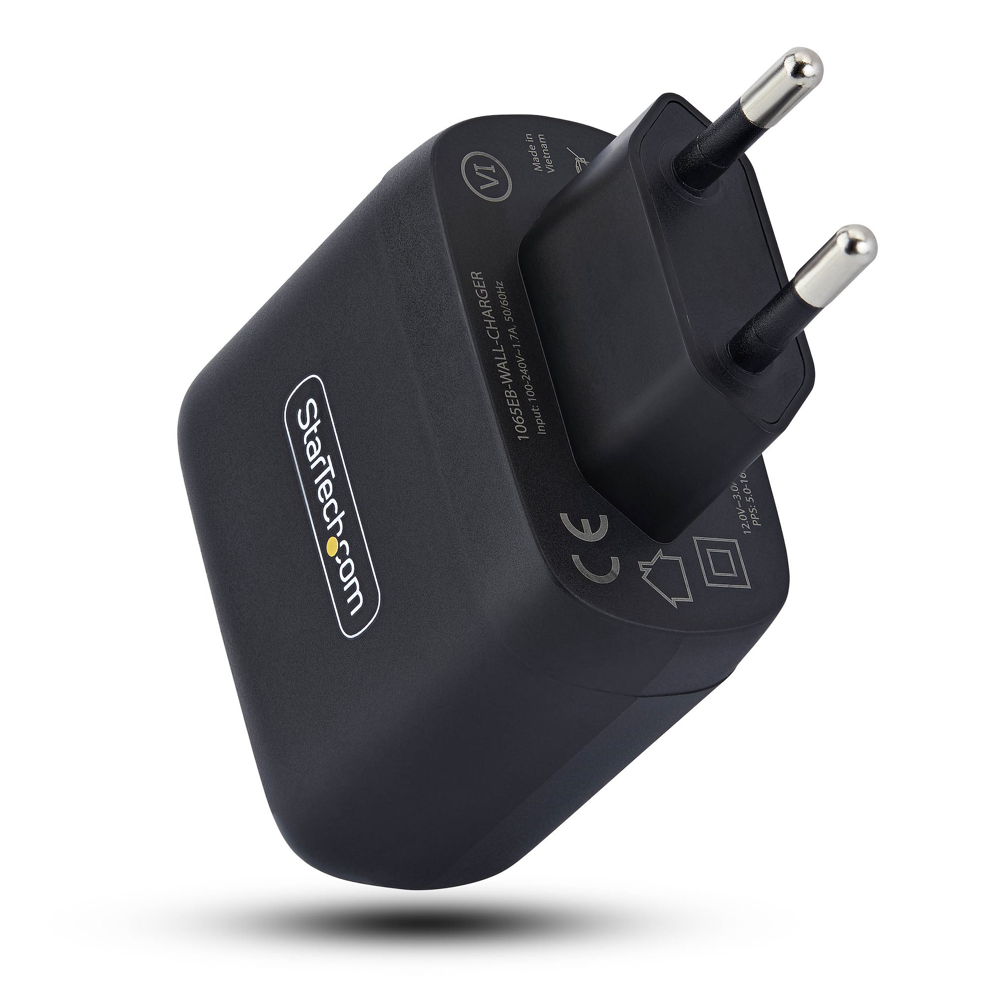 StarTech.com Chargeur PC Portable USB-C 65W, Chargeur Mural GaN Compact Pour Dell, XPS, HP ProBook, MacBook Pro, Surface Pro, Noir