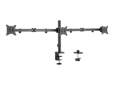 Gembird MA-D3-01 - Befestigungskit (2 einstellbare Arme, Spannbefestigung f�r Tisch) - f�r 3 Monitore - Aluminium, Kunststoff, Stahl - Fine Texture Black - Bildschirmgr��e: 43.18-68.58 cm (17-27)