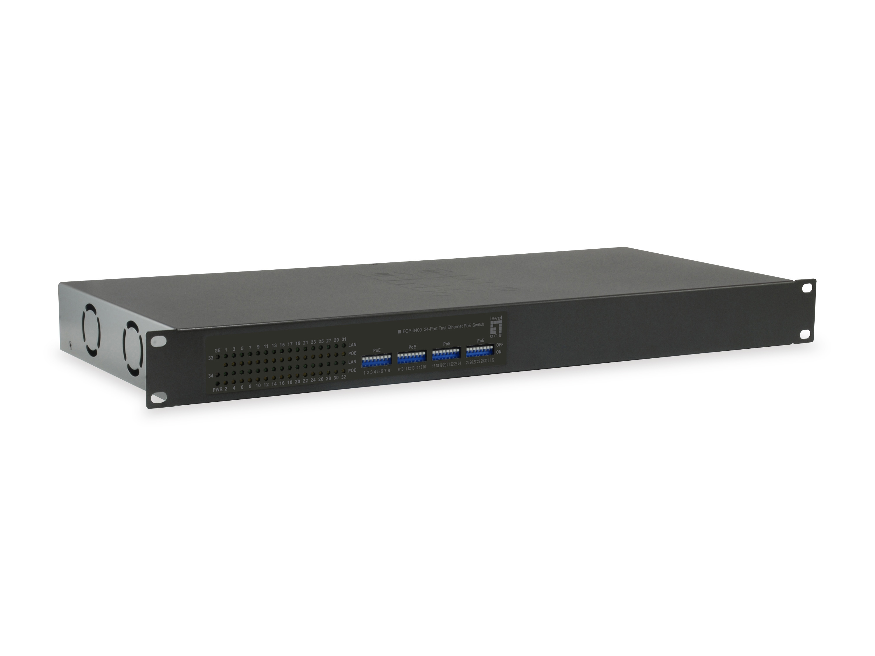 LevelOne FGP-3400W380 commutateur r�seau Non-g�r� Fast Ethernet (10/100) Connexion Ethernet, supportant lalimentation via ce port (PoE) Noir