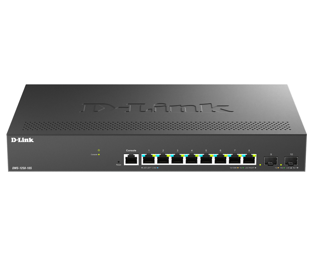 D-Link DMS-1250-10S - Switch - L2+ - Smart - 8 x 2.5GBase-T + 2 x 10 Gigabit SFP+