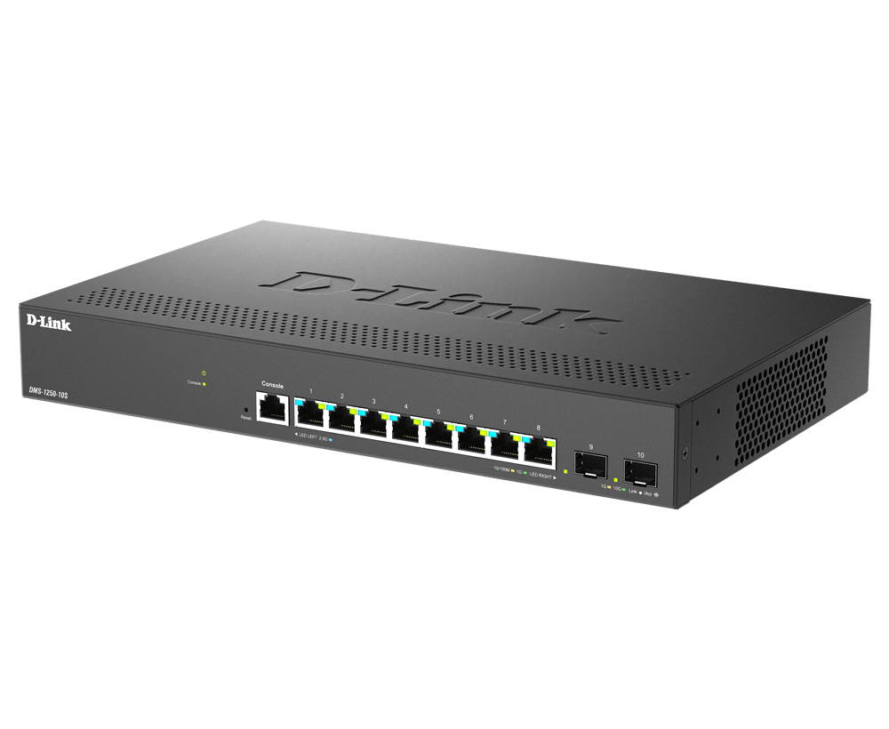 D-Link DMS-1250-10S - Switch - L2+ - Smart - 8 x 2.5GBase-T + 2 x 10 Gigabit SFP+